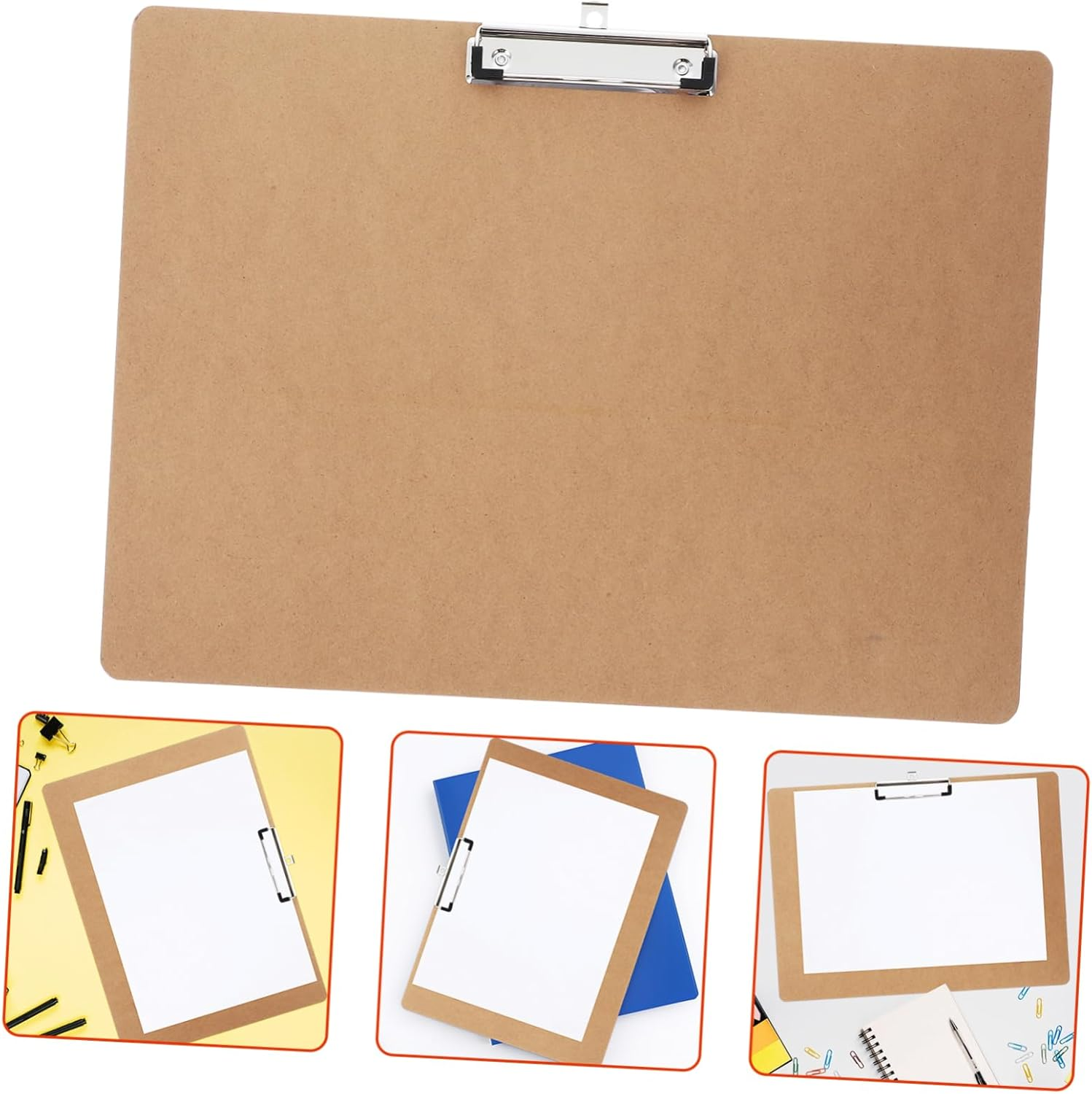 Tofficu 1Pc Wooden Writing Clipboard Clip for Document Sorting Ergonomic Design for Home School Office Use Wood Backing Board for Easy Handling image number 2