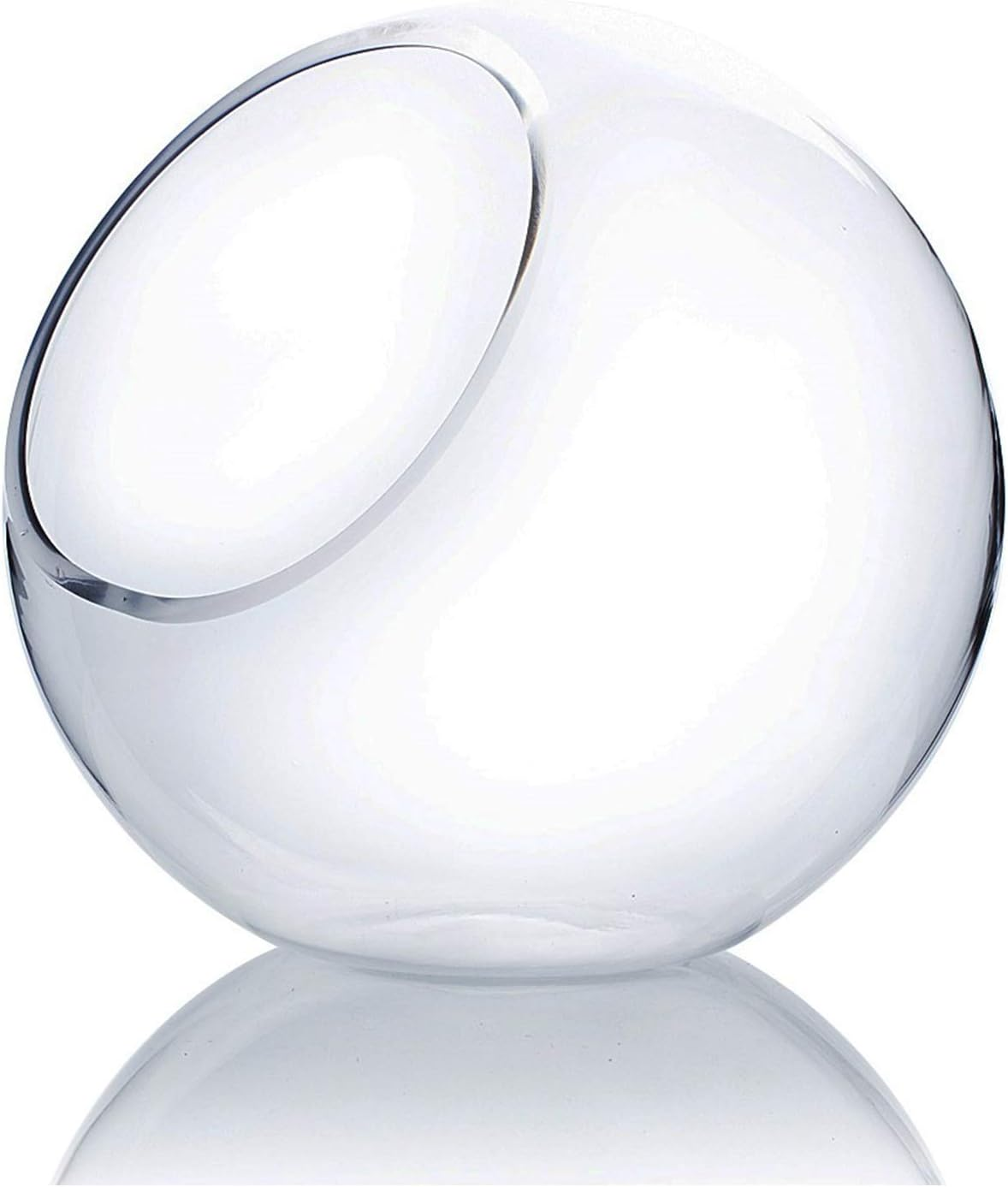 WGV Slant Cut Bowl Glass Vase, Width 9", Height 9", Clear round Globe Planter Terrarium Orb, Candy Dish, Fruit Jar, Floral Container for Home Office Decor, 1 Piece image number 5