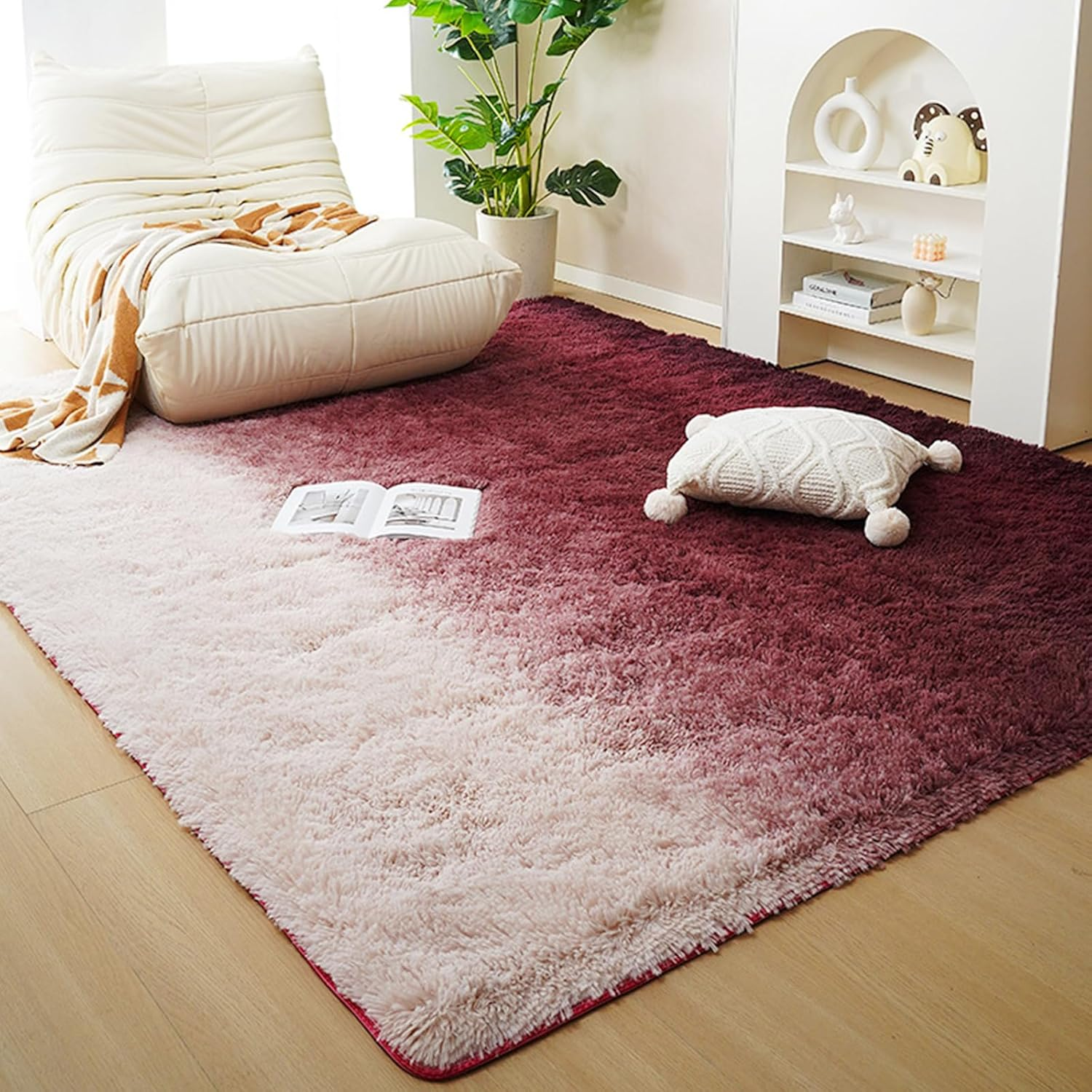 Large Fluffy Area Rugs for Bedroom Livingroom, Super Soft Shaggy Anti-Slip Fuzzy Rug Carpet for Women Girls, Modern Colorufl Tie-Dye Silky Smooth Fur Rug Floor Decor (Rainbow, 200X160Cm)