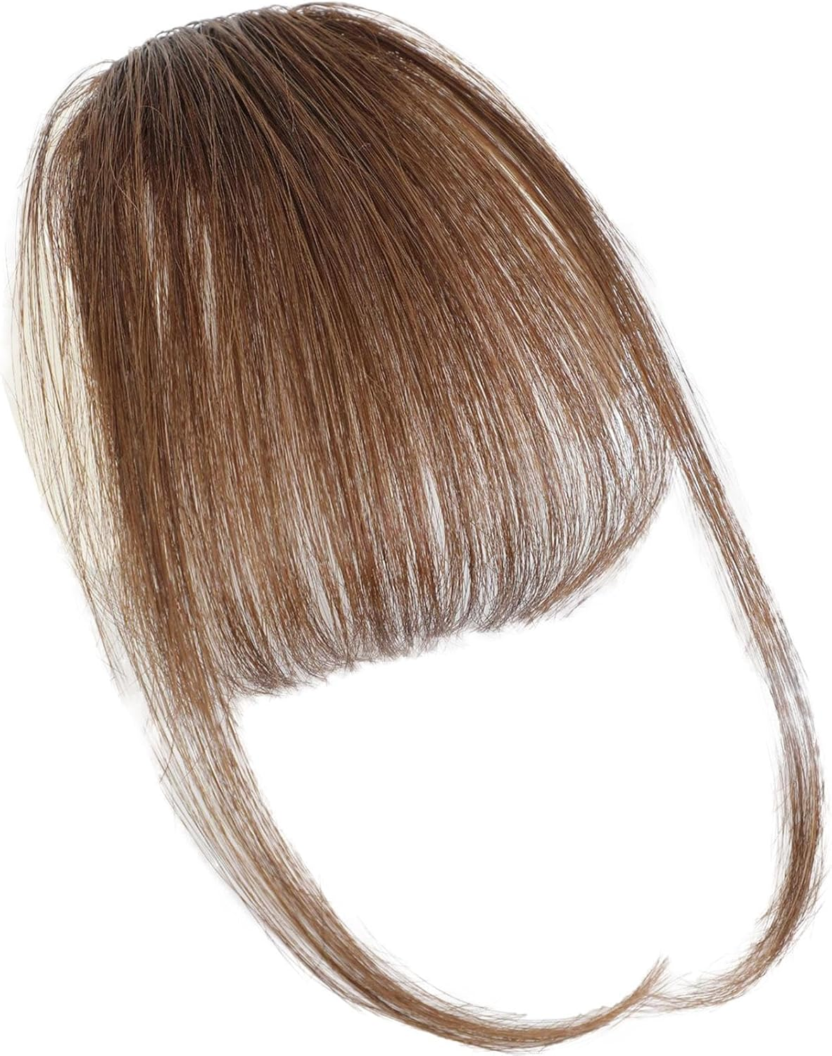 Mivpzisk Clip on Bangs Human Hair, Women Human Hair Dim Bangs, Clip in Bngs on Wispy Fringe with Temples Hairpieces, Stylish Natural Color Fringe Hairpieces