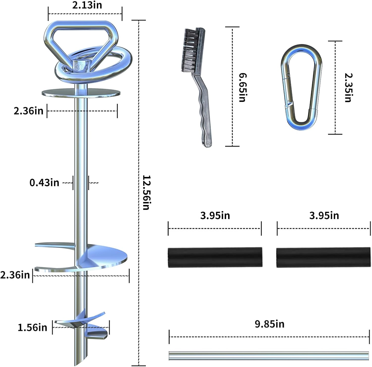360&deg; Swivel Dog Tie Out Stake - Runner for Yard, Anchors for Large Dogs up to 150 Lbs, Heavy Duty Lead for Sand/Camping - Use Any Cable or Leash image number 2