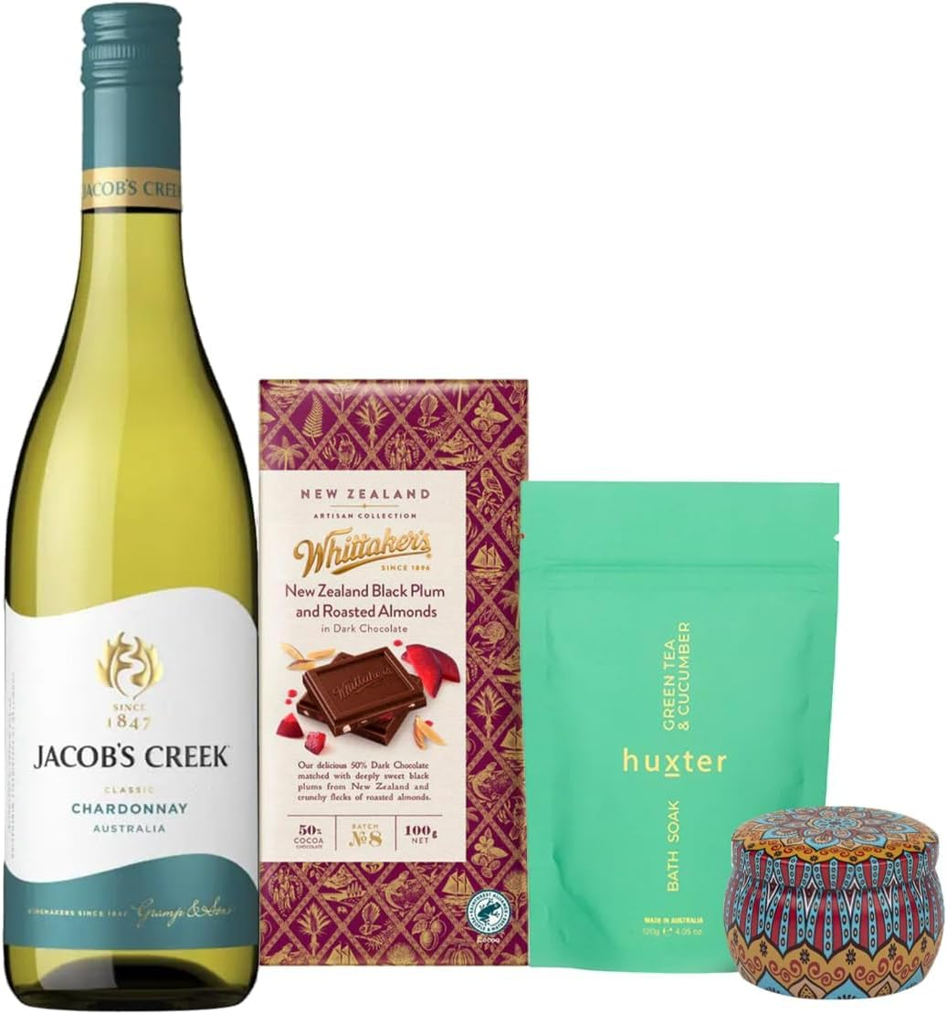 Luxury Pamper Hamper, Relaxation Gift Set, Green Tea Bath Soak, Chardonnay Wine, Scented Candle, Gourmet Chocolate, Perfect Birthday or Thank You Gift image number 3