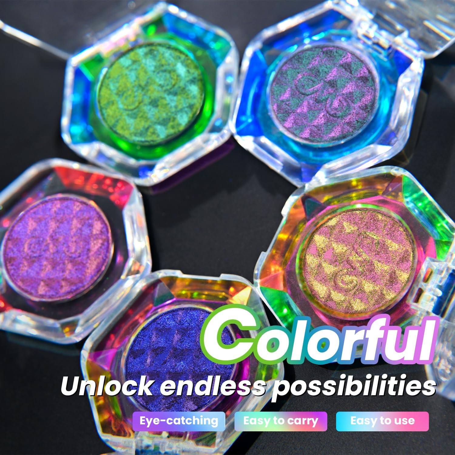 CHARMACY Multichrome Glitter Eyeshadow, Intense Pigmentation Chameleon Sparkling Eyeshadow, Bright Highlighter Duochrome Eye Make Up, Multi-Reflective Finishes Glitter Metallic Eye Makeup #05