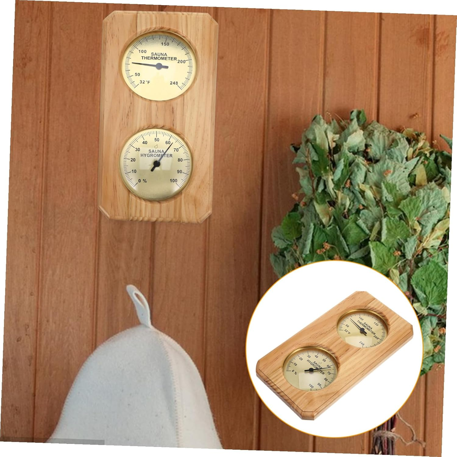 Alasum Wall-Mounted Sauna Hygrothermograph for Indoor Use Hanging Temperature and Humidity Gauge Precision Mechanical Thermometer for Sauna Rooms and Home Monitoring image number 3