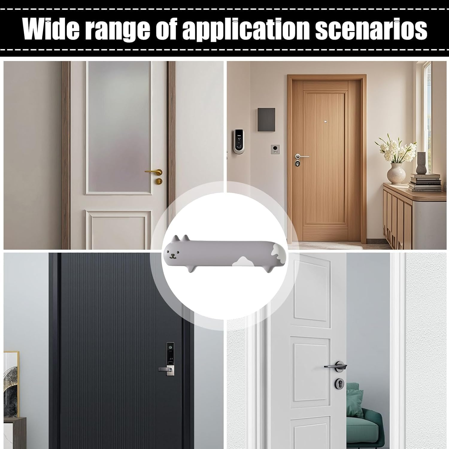 1Pcs Cartoon Door Knob Covers - Soft Anti-Collision Door Handle Cushions for Holiday Decor & Winter Bathroom/Home Bedroom Safety Protection (Grey)