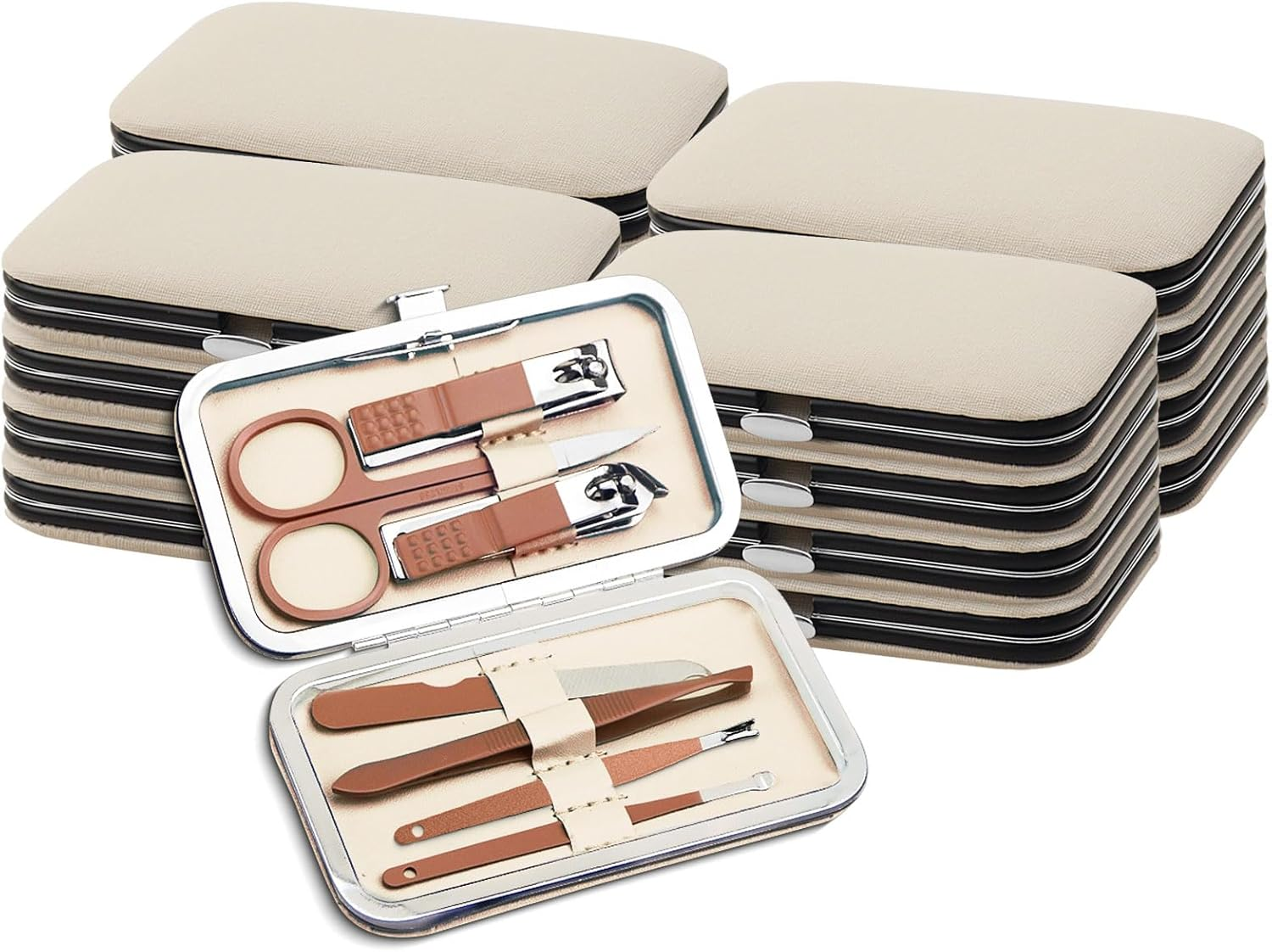 Manicure Set Bulk, Nail Clippers Kit Stainless Steel Fingernail Clippers Set, Sturdy Nail Tip Cutter Trimmers Professional Grooming Toenail Clippers Personal Pedicure Kits 8 in 1 (Green 12 Pack)