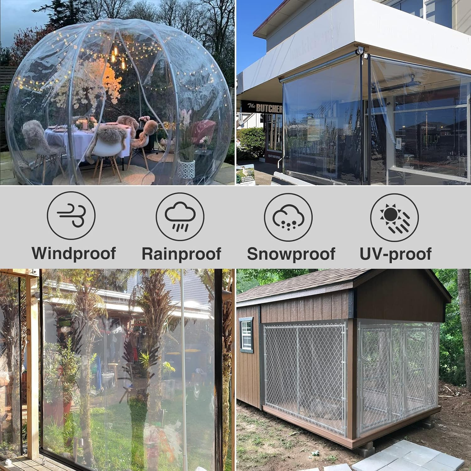 Clear Tarp Heavy Duty with Grommets,2M X 2.4M,Waterproof,Pvc,Thicken Tarpaulin Cover,Outdoor Transparent Cover for Garden Patio Lawn Plants Greenhouse or Barn image number 2