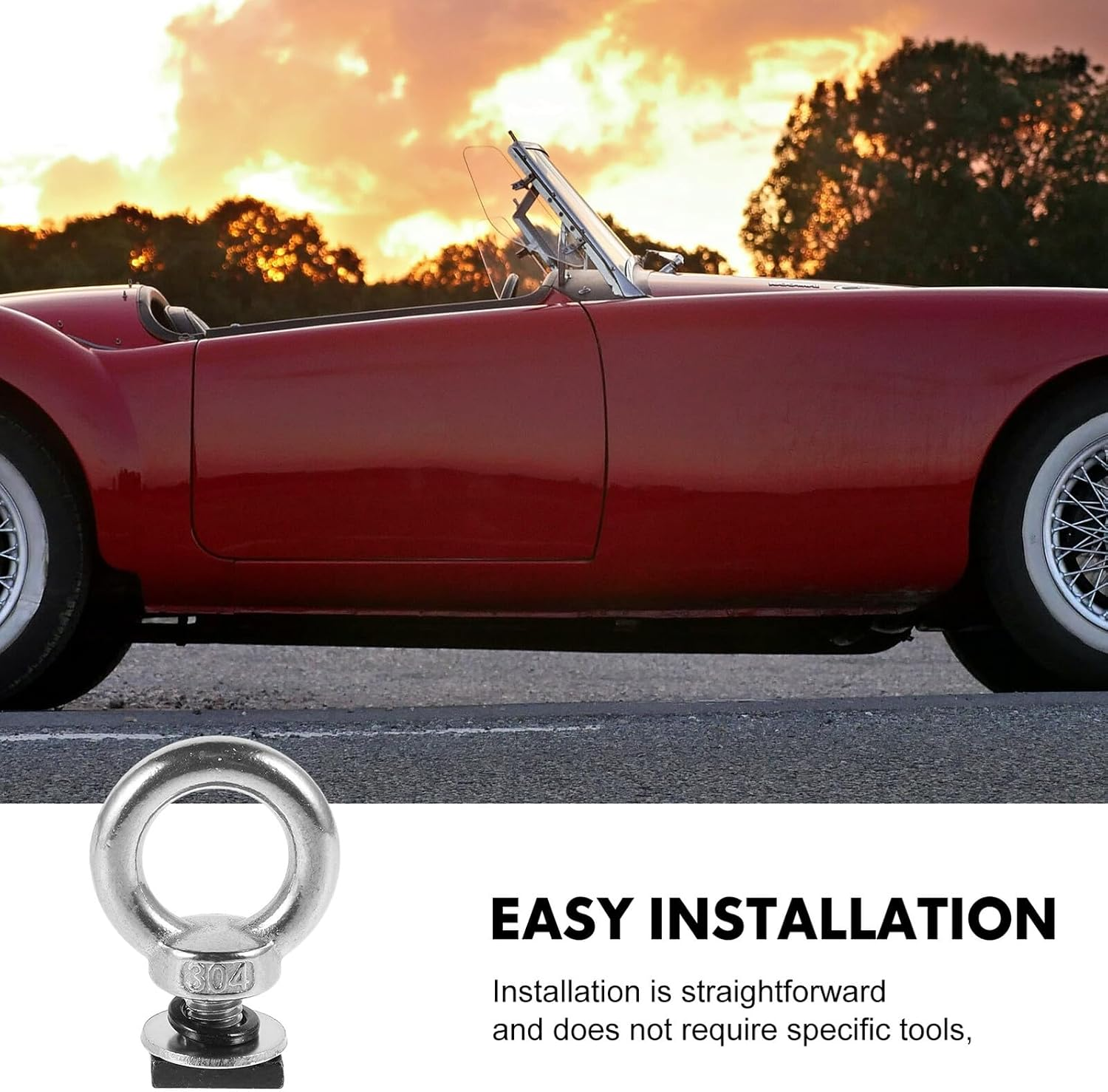 Roof Rack T Slot M8 Tie down Anchor Bolt Stainless Steel Eye Ring for Trailer Tie down Accessories and Roof Top Tent Mounts image number 1