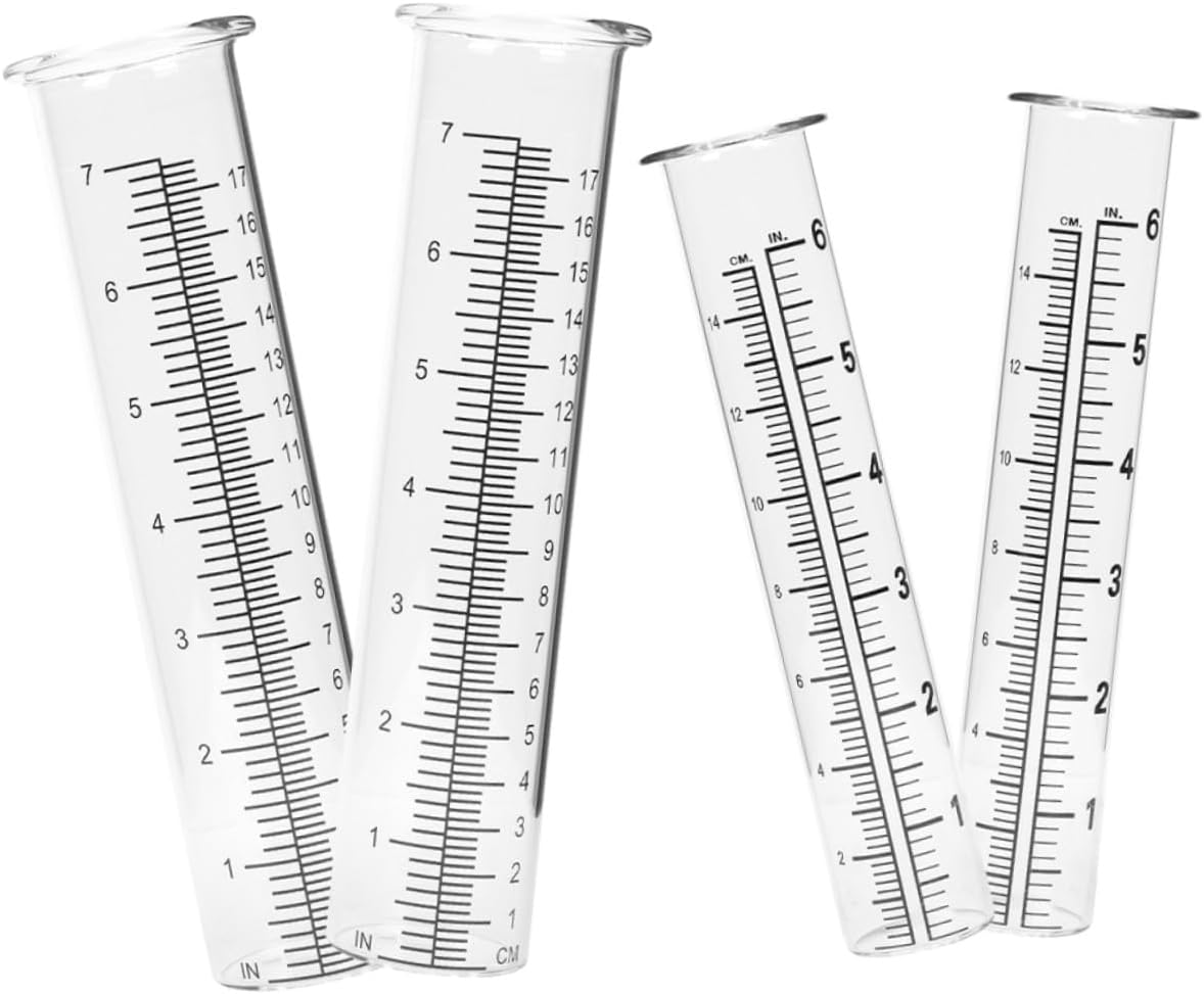 4Pcs Glass Rain Gauge Tubes Replacement Set 6-Inch and 7-Inch Cylinders for Outdoor Rain Water Measuring Device Precise Scale Markings image number 6