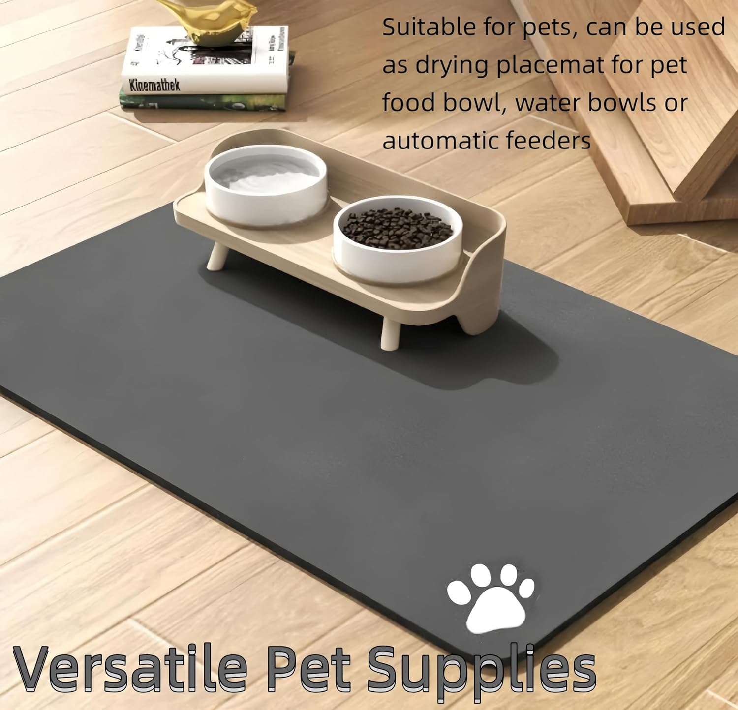 Oundarm Pet Feeding Mat, 24" X 16" Absorbent Dog Food Mat, Dog Mat for Food and Water, No Stains Quick Dry Dog Water Dispenser Mat, Pet Supplies Dog Placemat Dog Water Bowl for Messy Drinker image number 3