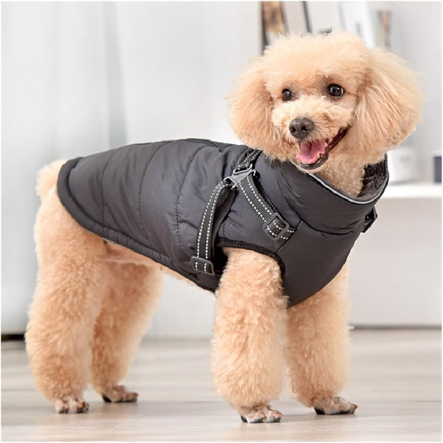 Dog Clothes Reflective Dog Harness Vest Dog Coat Jacket Winter Pet Apparel Pomeranian Poodle Bichon Schnauzer Welsh Corgi Clothes Warm (Color : Orange, Size : S) image number 4