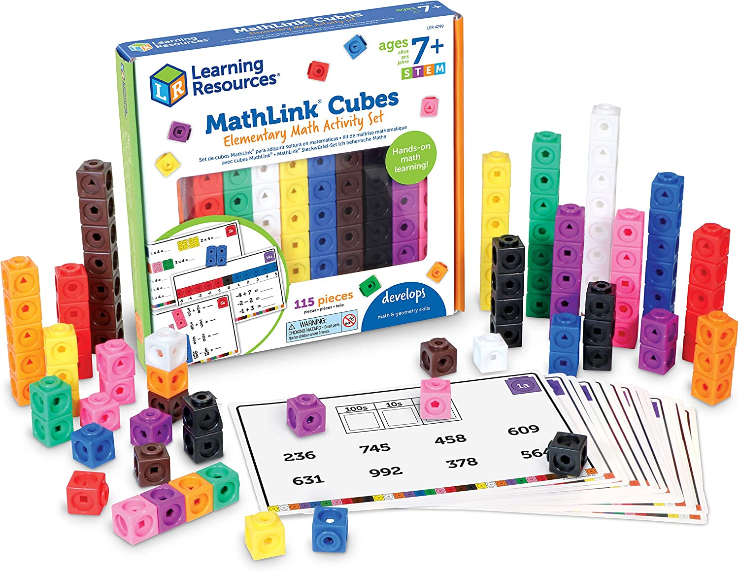 Learning Resources Mathlink Cubes Kindergarten Math Activity Set: Fantasticals! 115 Pieces, Ages 5+ Kindergarten STEM Activities, Math Activity Set and Games for Kids image number 3