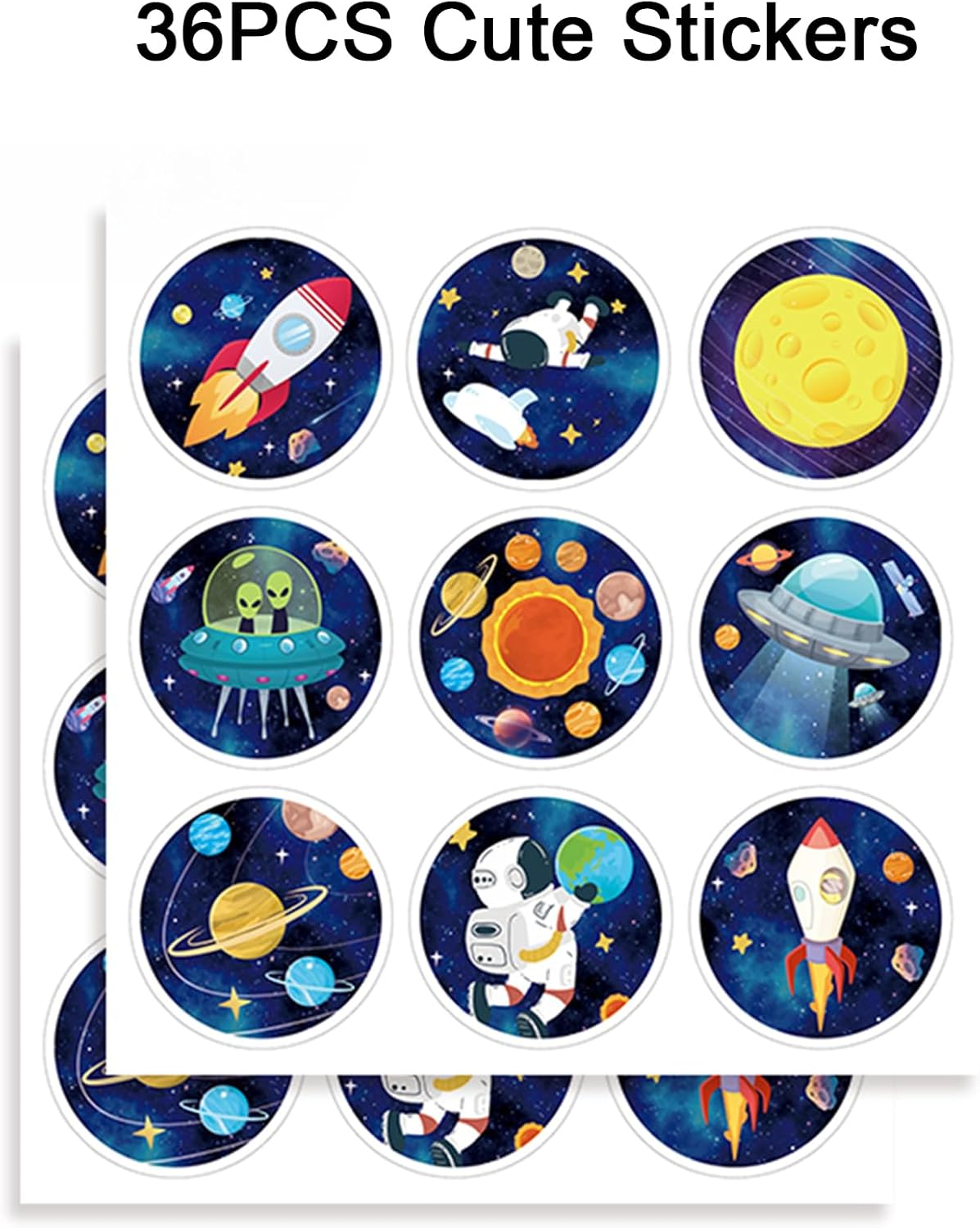 Outer Space Party Favor Bags - 24 Pack with 36 Stickers, Planet Galaxy Candy Bags - Goodie Bags for Birthday, Baby Shower, Space Theme Party - Jungle Safari image number 4