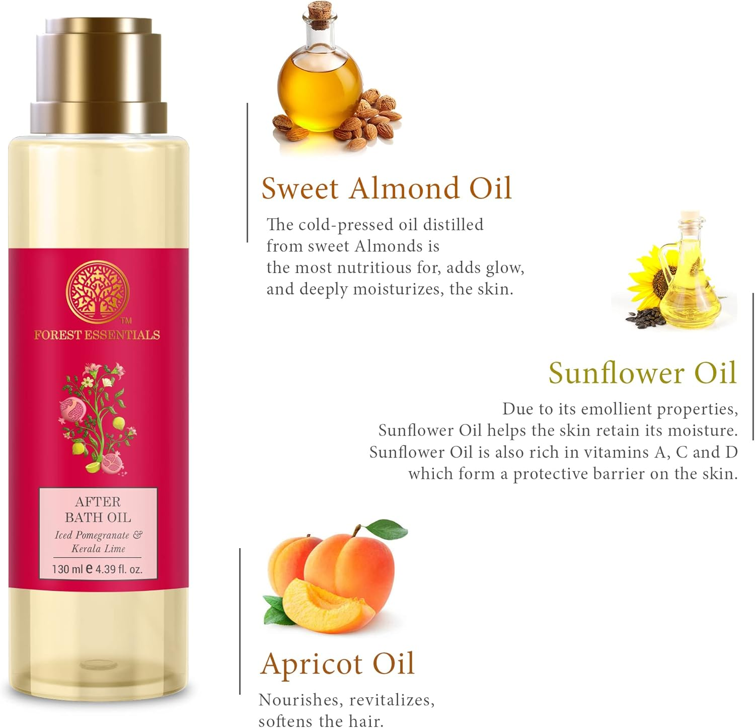 Forest Essentials after Bath Oil Iced Pomegranate & Kerala Lime 130Ml (Body Oil) image number 3