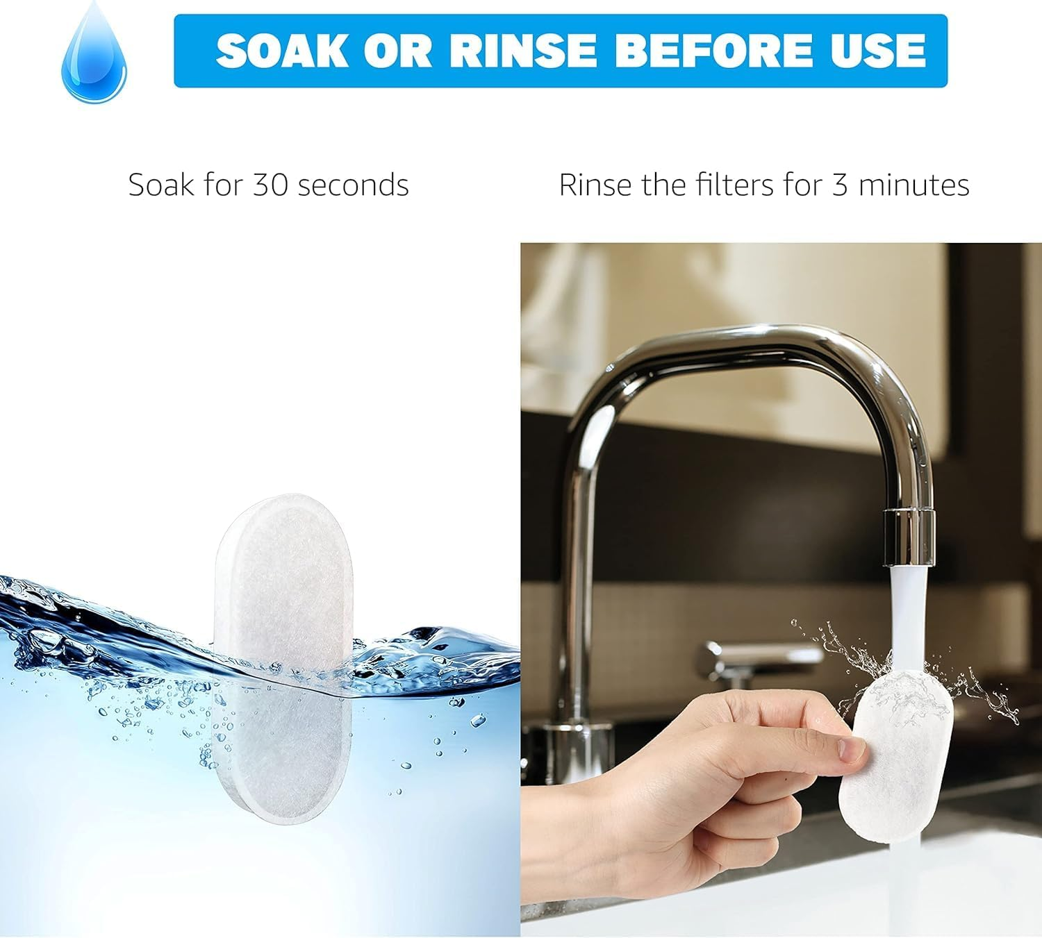 16Pcs Cat Water Fountain Filter, Pet Filters Replacement for 108Oz/3.2L&67Oz/2L&135Oz/4L Stainless Steel Pet Water Drinking Fountain, Replacement Filters for Pet Drinking (8 Filters & 8 Sponges) image number 2