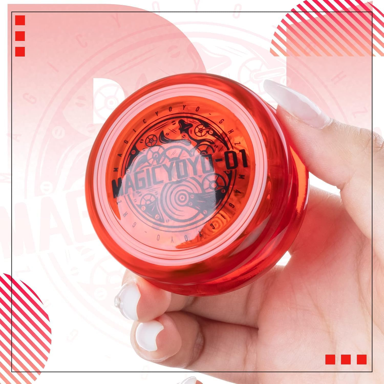 Looping Yoyo D1 Responsive Yo Yo for Kids Beginners, 2A Loop Yo-Yo Starter Yo-Yo Easy to Play Basic String Tricks (Red) image number 4