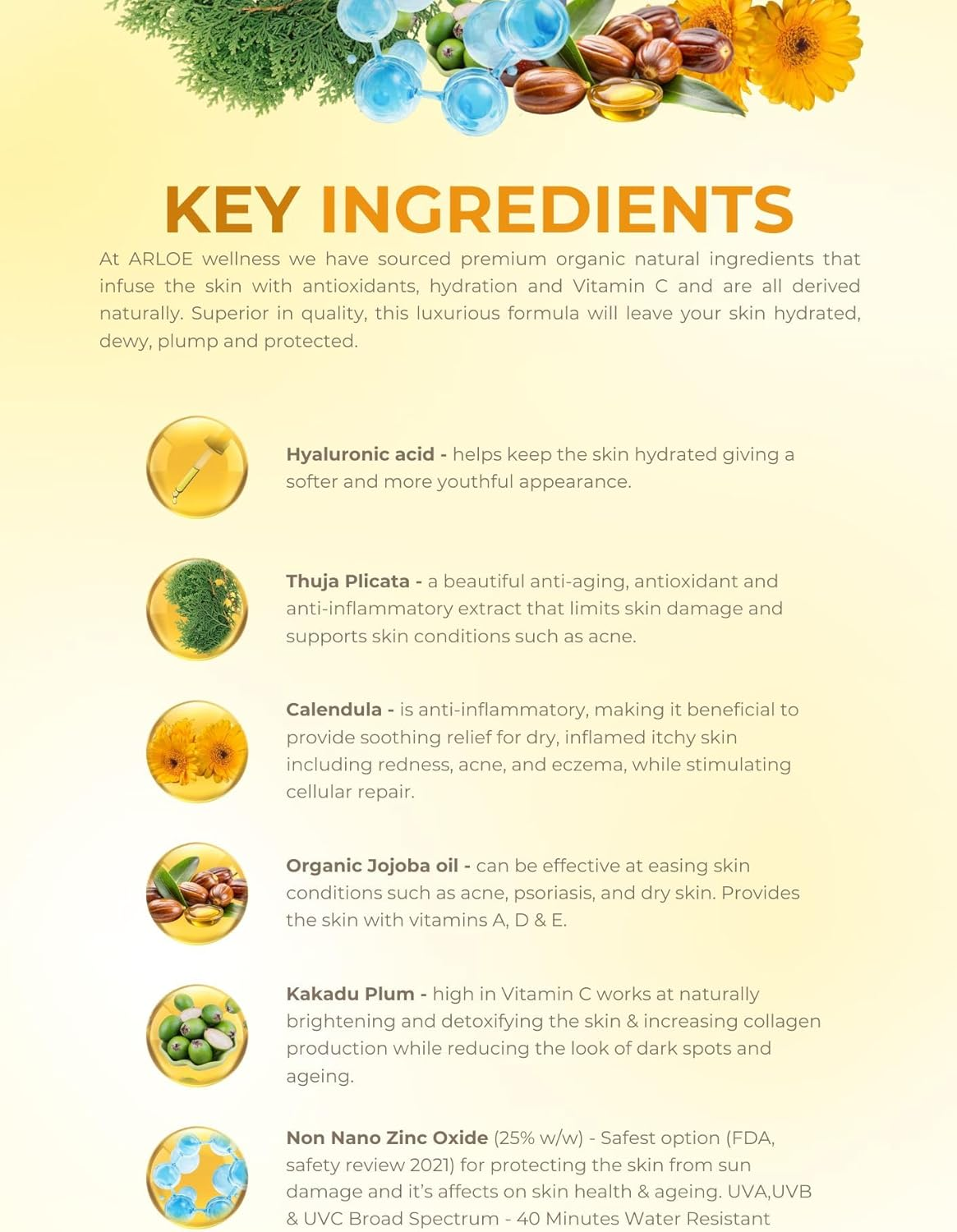 ARLOE Wellness Age Defy Prime & Protect 3-In-1 Daily Moisturiser, SPF 50 Mineral Sunscreen, Makeup Primer, with Kakadu Plum, Hyaluronic Acid, Zinc Oxide, Made in Australia, Vitamin C, Hormone Friendly, Suitable for Acne, image number 4