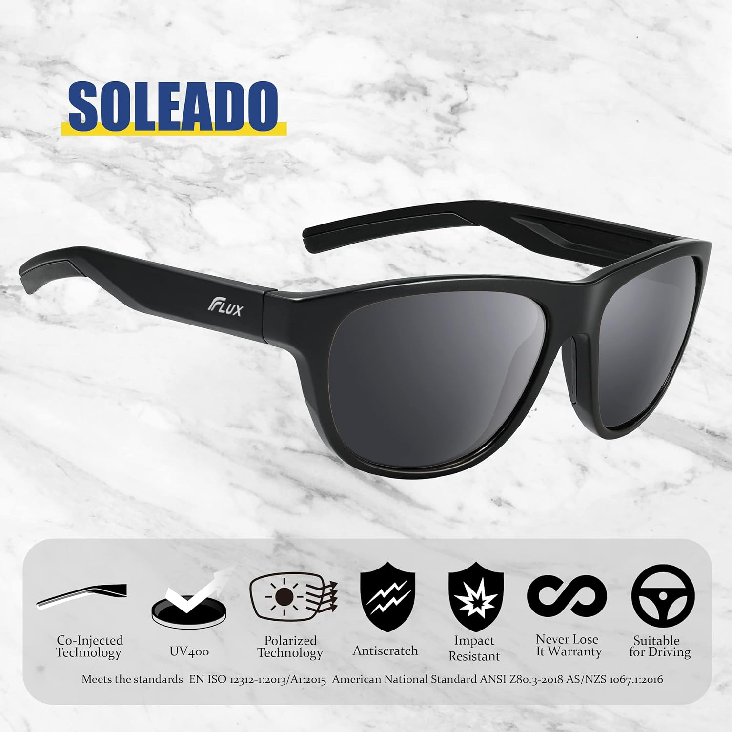 FLUX SOLEADO TAC Polarized Outdoor Sports Sunglasses with Non-Slip Grip and TR90 Nylon Frames for Outdoor Active Lifestyles image number 4