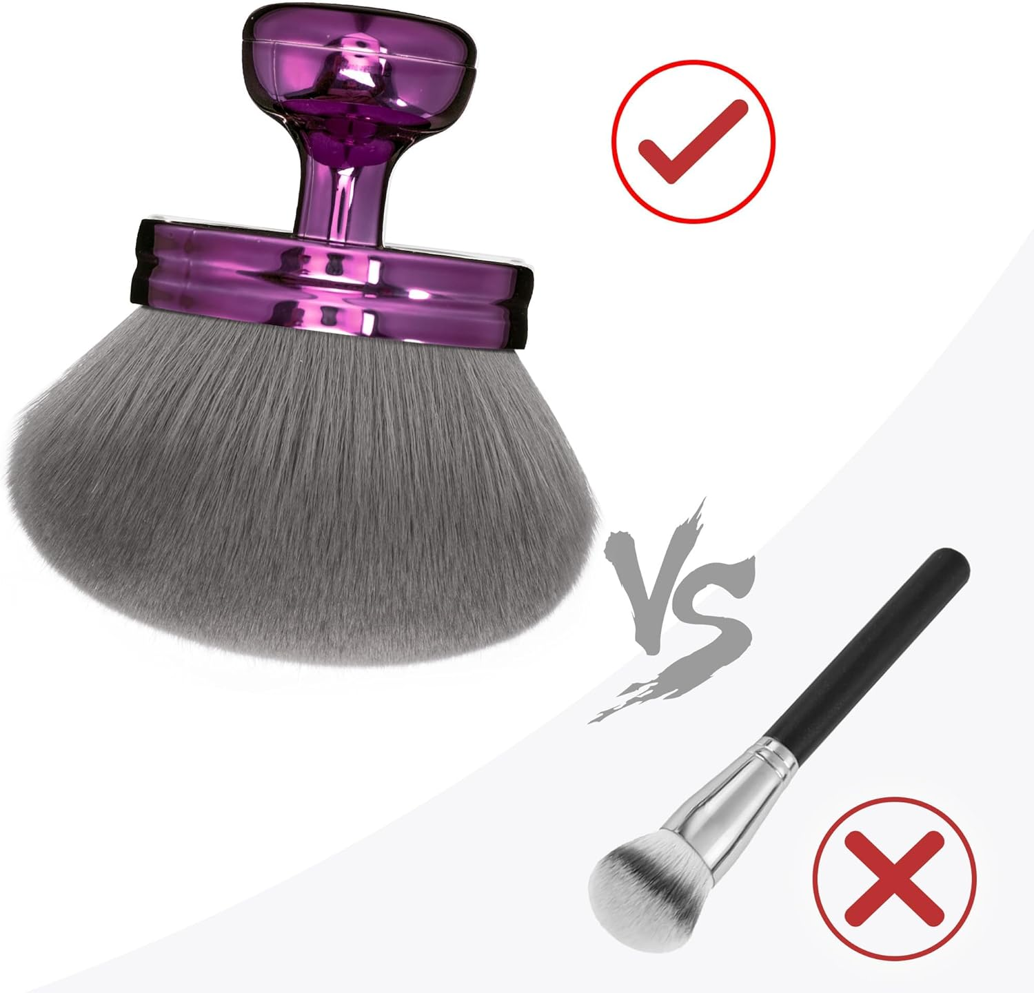 YINXUAN Self Tanner Brush Extra Large Body,Makeup Brush for Self Tanner Face Leg,Self Tan Back Applicator, 3.2In Sphere Kabuki Brush for Bronzers Blend Self Tanning with Drawstring Bag Purple Vegan image number 2