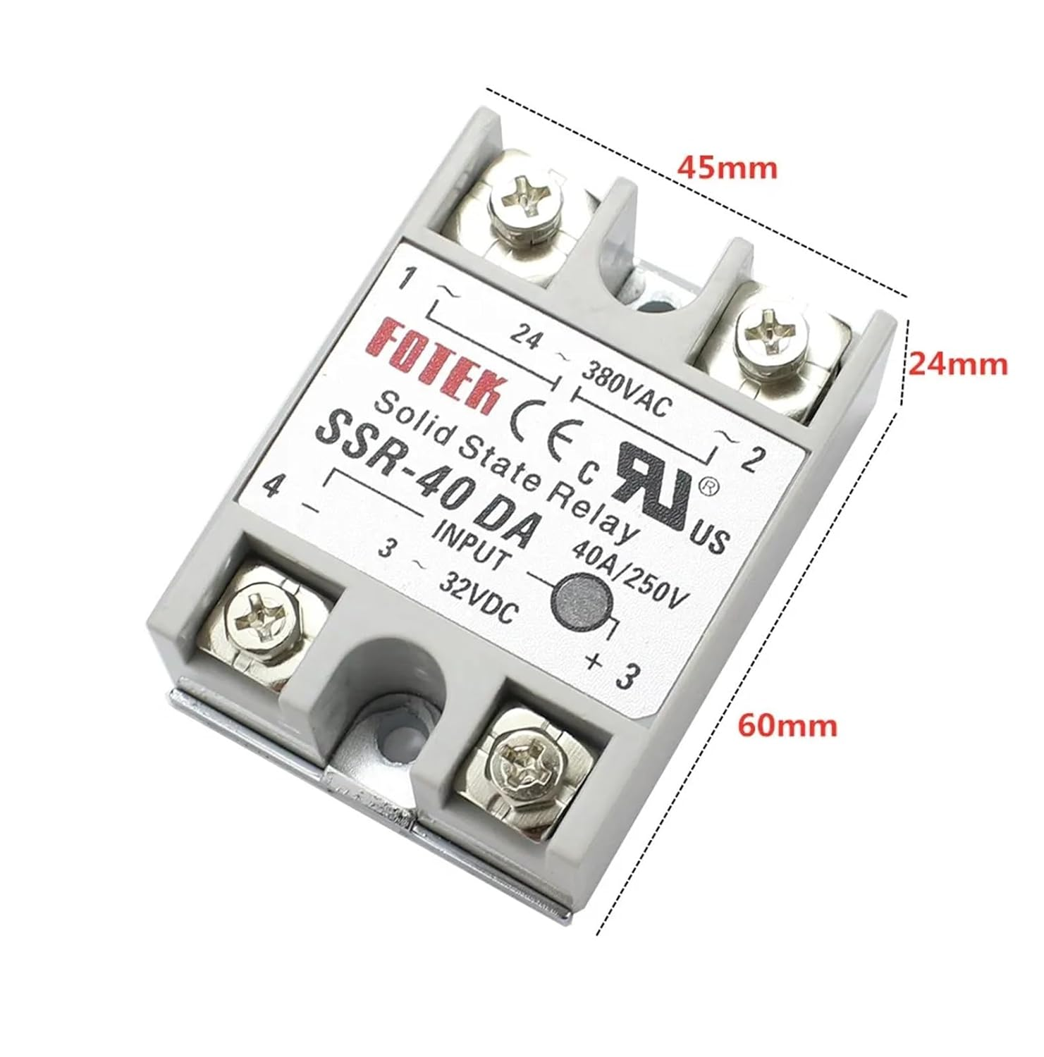 KLVN Solid State Relay SSR 10DA 25DA 40DA DC Control AC White Shell Single Phase without Plastic Cover(Ssr 25DA) image number 6