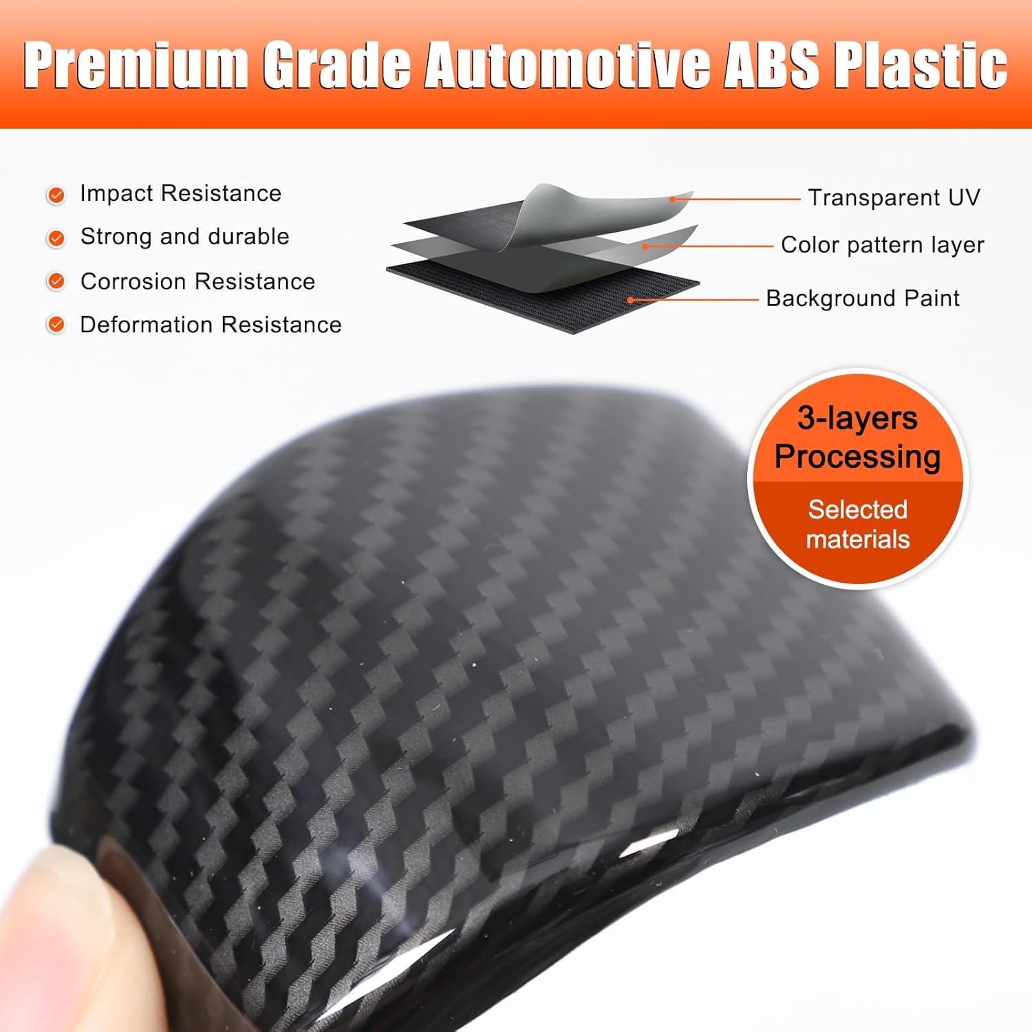 Gear Shift Knob Cover Trim Compatible with Toyota Land Cruiser Prado 250 2024-2025 Accessories | ABS Shifter Head anti Scratch Protector | 1PC Set (Carbon Fiber Pattern) - Carbon Fiber Pattern image number 4