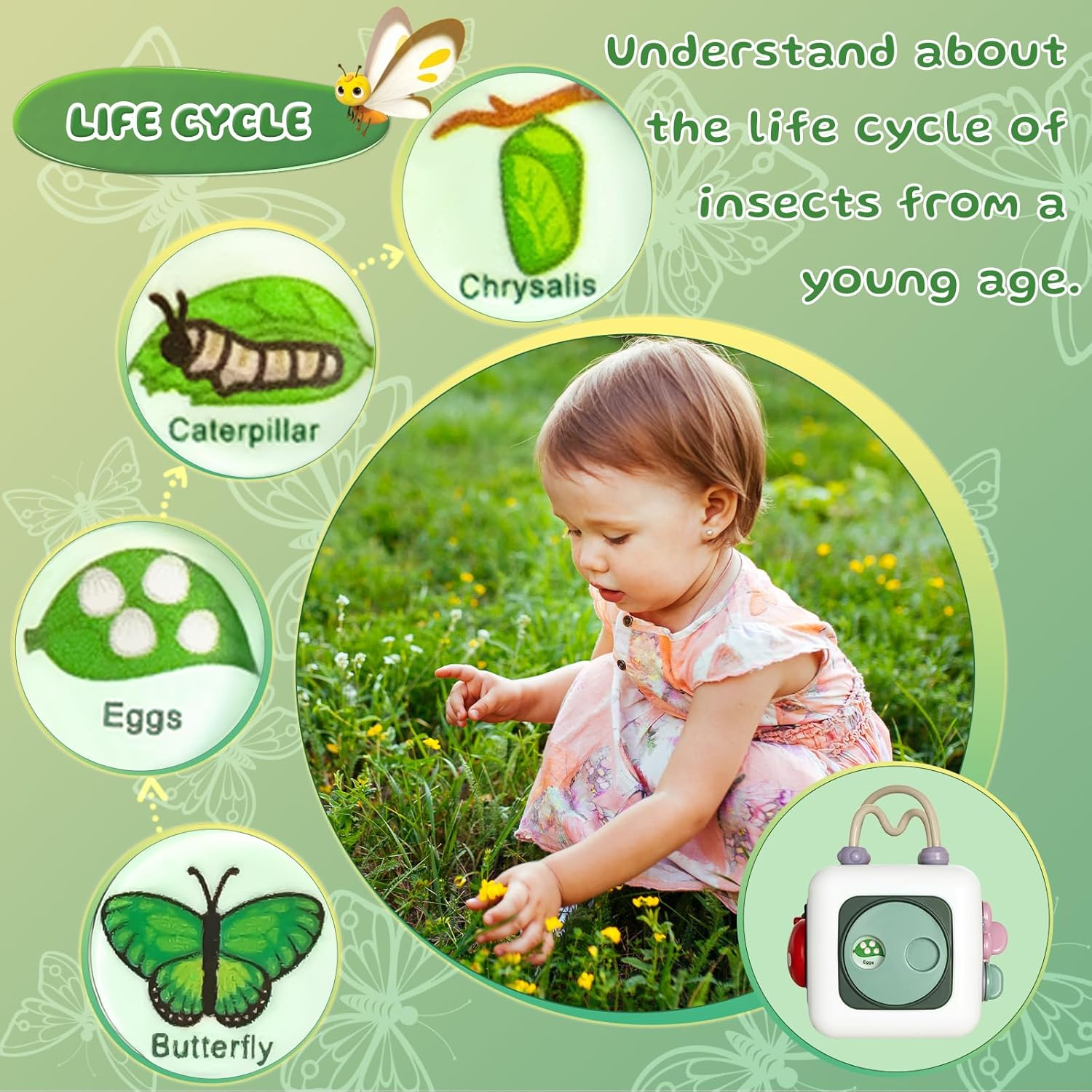 Montessori Busy Cube for Babies Toddlers, Sensory Travel Toys 6-12-18 Months for Plane, Baby & Toddler Learning & Education Toys for 1 2 Year Old Boy Girl Gifts, Newborn Baby Gifts image number 4