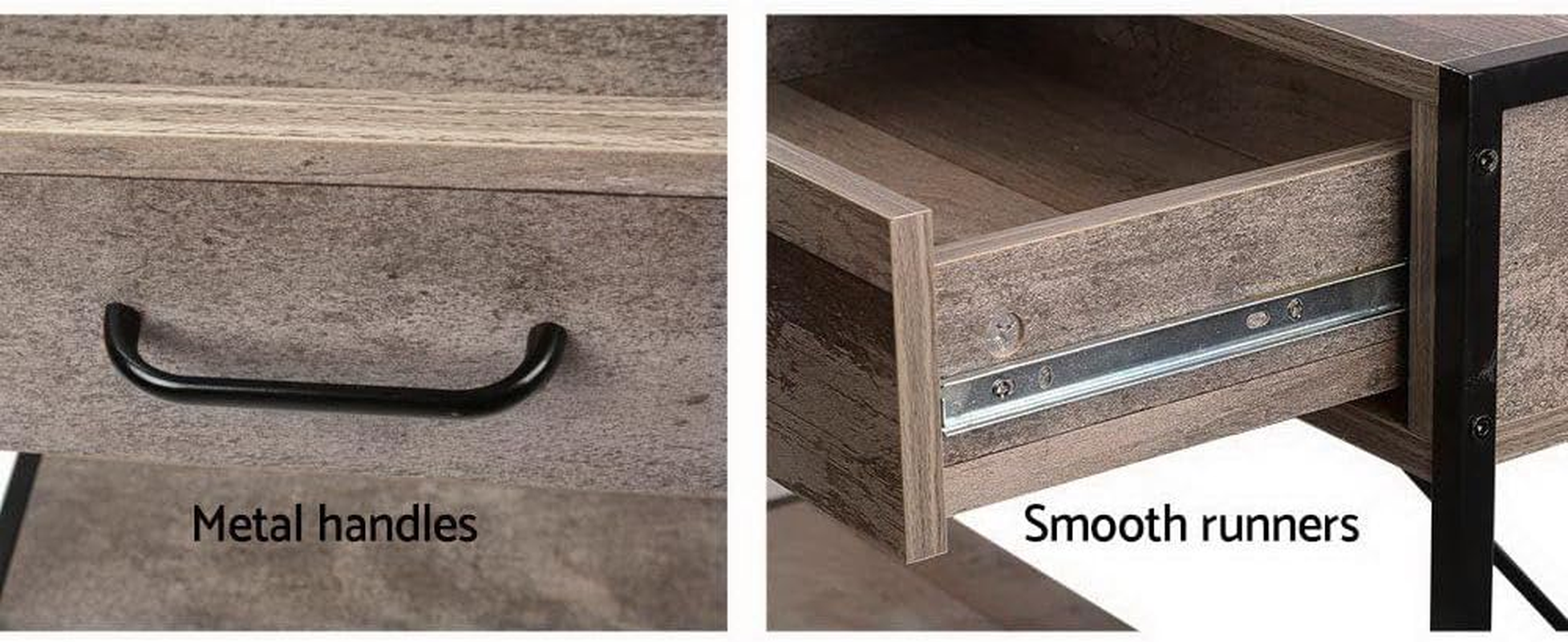 Artiss Console Table, Wood Side Hallway Tables Desk Drawers Display Home Bedroom Office Living Room Entryway Furniture, with 2 Drawer 15Mm Particle Board Spacious Storage Space White image number 6