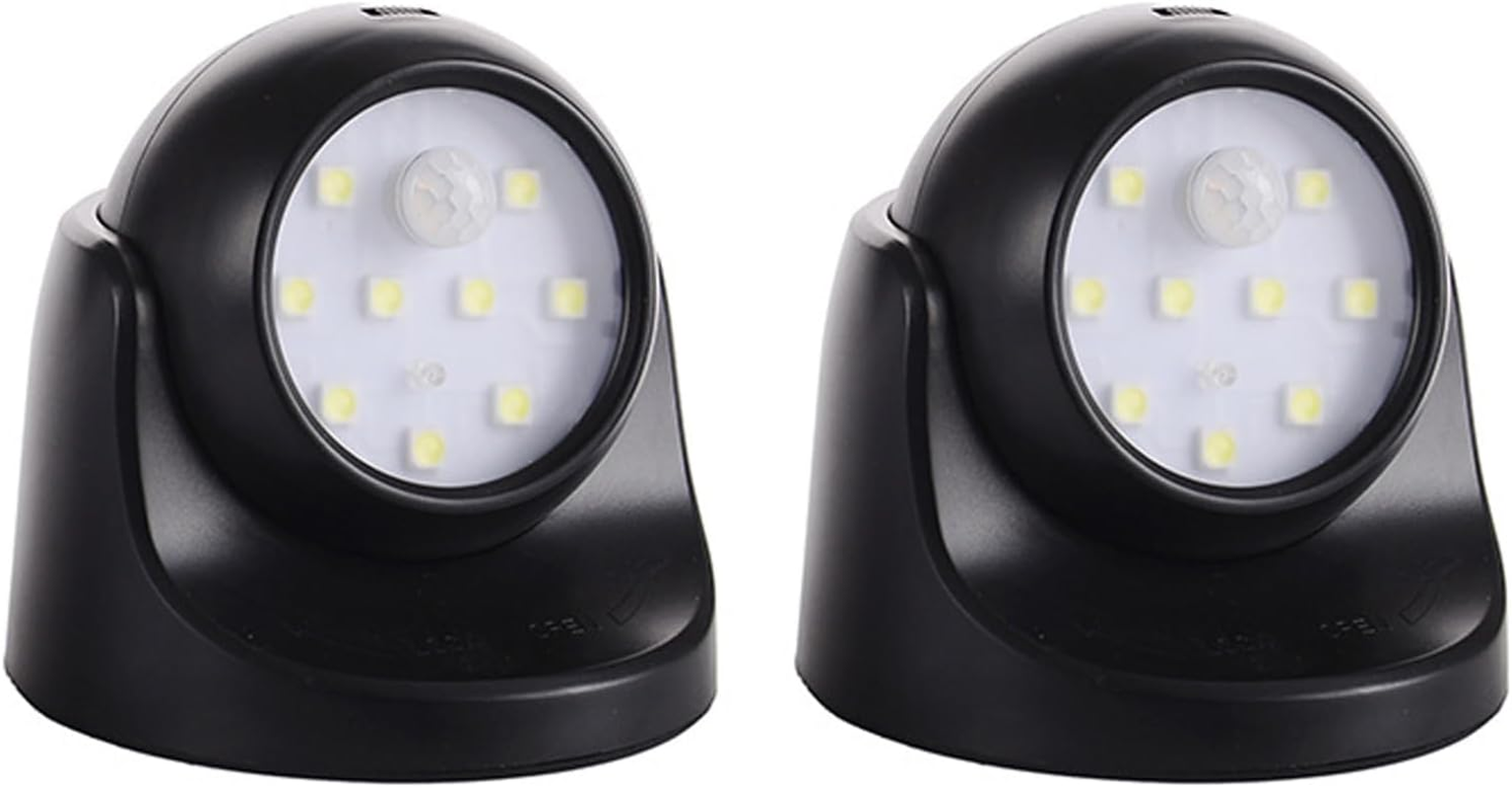 Rhoyee Operated Motion Sensor Lights Outdoor, 2 Pack Wireless LED Security Spotlight, 100 Lumens, IP44 Waterproof, 360&deg; Adjustable, Auto On/Off Wall Lights for Porch, Garage, Stairs, Hallway image number 2