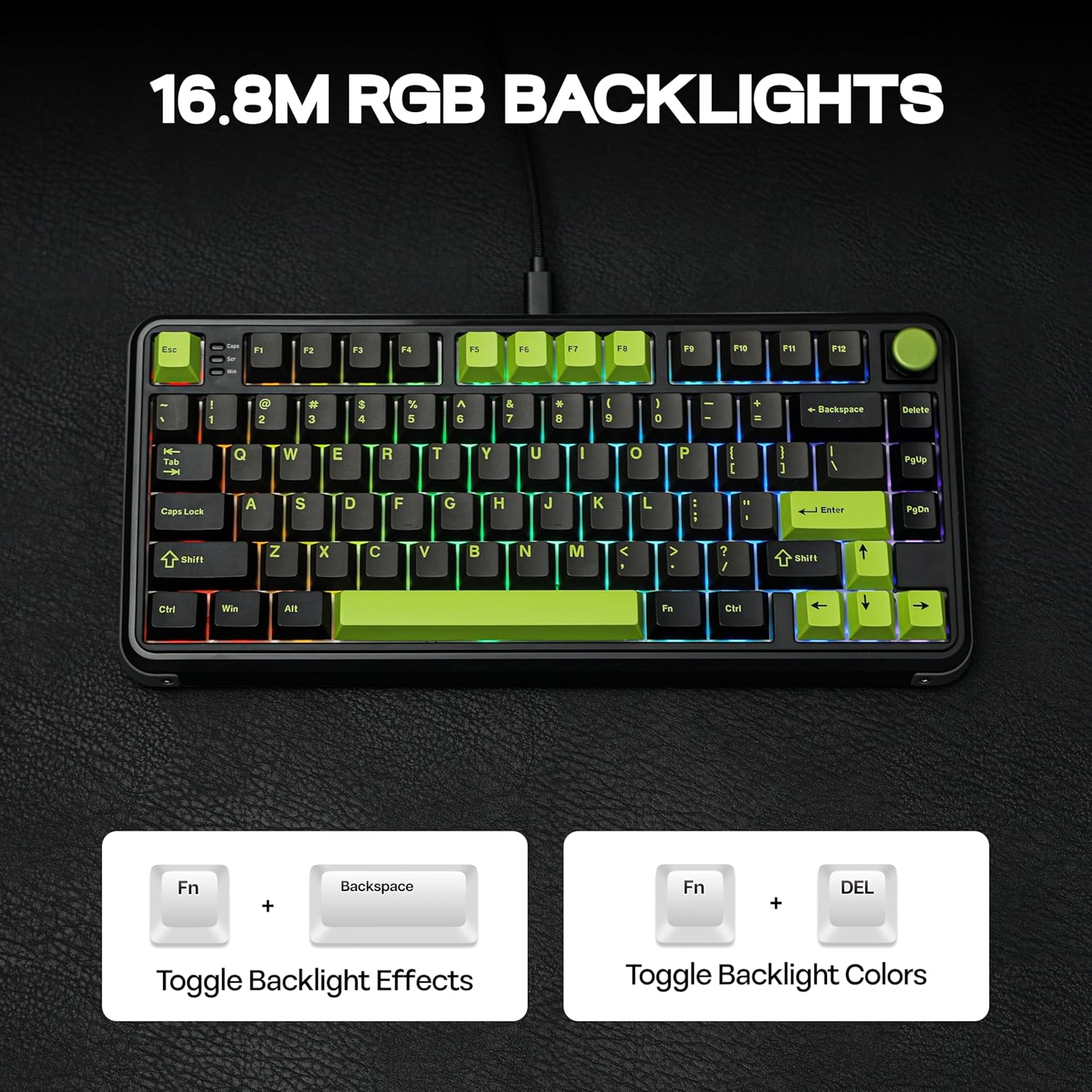 M75 Wired Hall Effect Gaming Keyboard with 8K Polling Rate, 0.128Ms Latency, 75% Rapid Fast Keyboard with DKS/MT/TGL/SOCD, Hot-Swappable Magnetic Switch, Knob, RGB Backlits, NKRO image number 4
