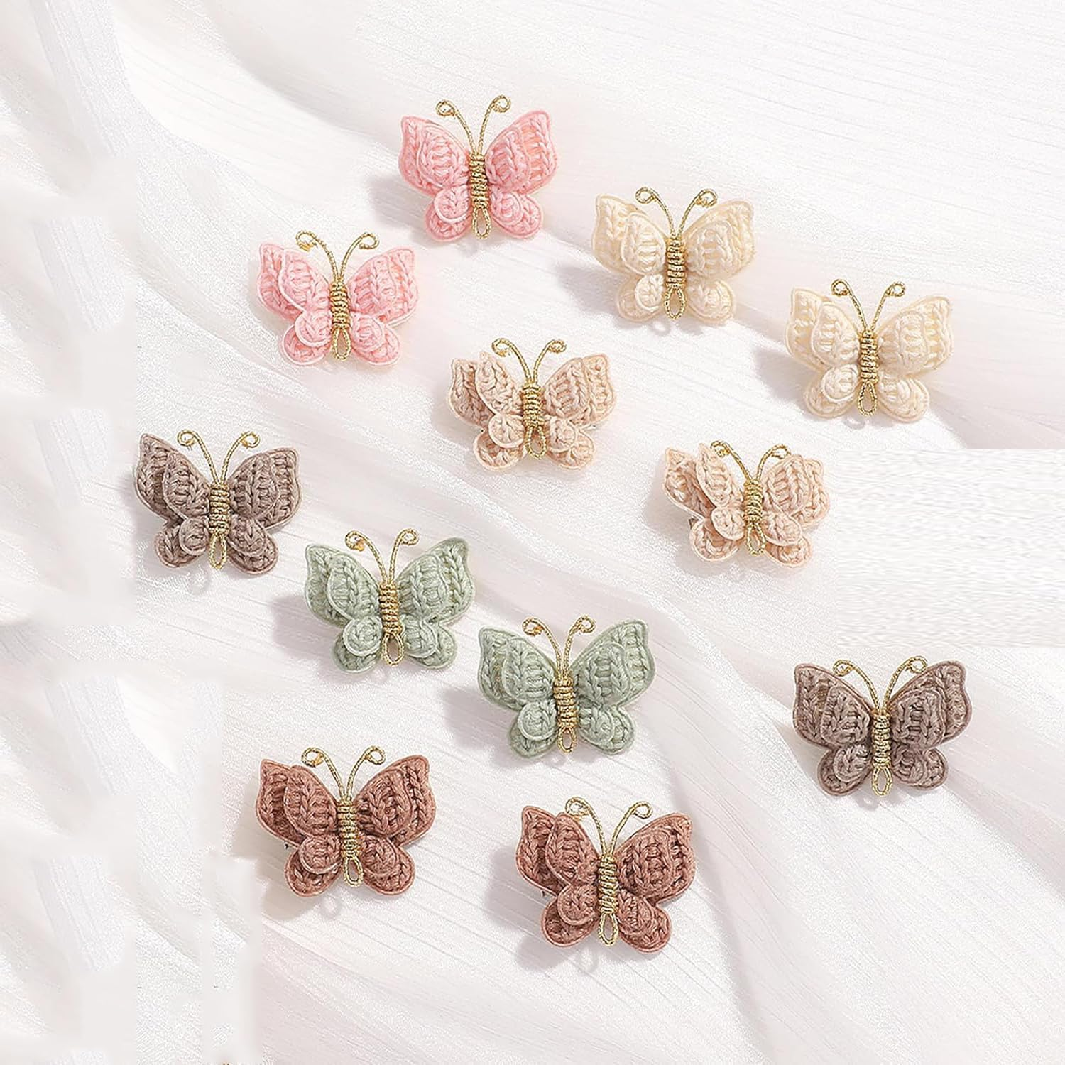 Shengsenfu 12 PCS Baby Hair Clips for Girls - Handmade Crochet Butterfly Barrettes with Soft Alligator Clips, 6 Color Cute Hair Accessories for Toddlers & Little Kids, Non-Slip Baby Hair Clips image number 6