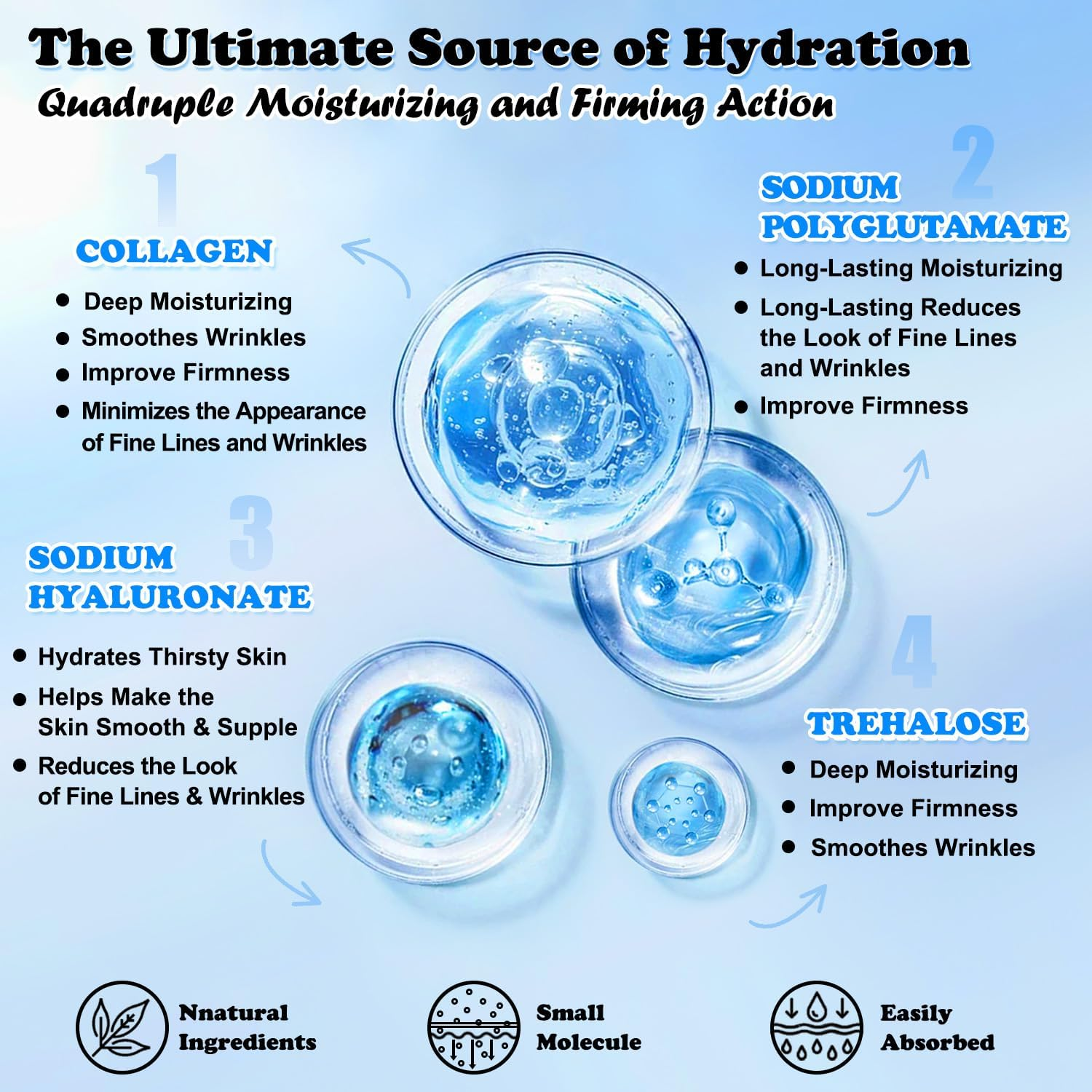 MISSEDSEN Hyaluronic Acid and Collagen Sheet Mask, Hydrating and Firming Face Mask, 5 Pack image number 2