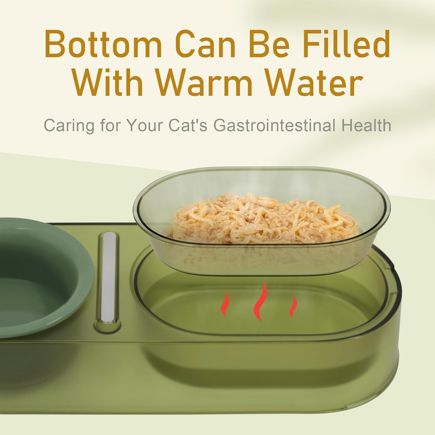 SONGWAY Ceramic Cat Food Bowl - Double Cat Bowls for Wet Food and Water, Cat Feeding Bowls, Multi-Purpose Pet Bowls for Indoor Cats Kittens Puppies, Green image number 1