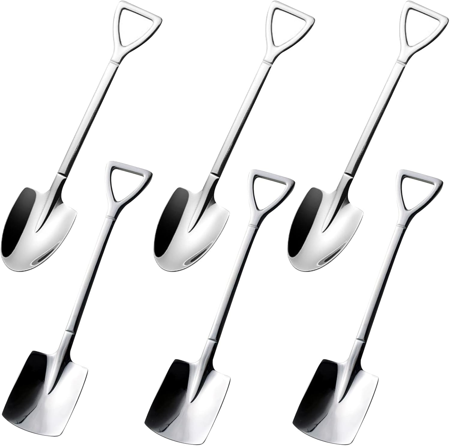 6 Pack Stainless Ice Cream Spoons, Shovel Spoons, Watermelon Spoon Reusable Small Spoon for Tea Dessert Home Kitchen Party Restaurant Party Supplies (Colored)