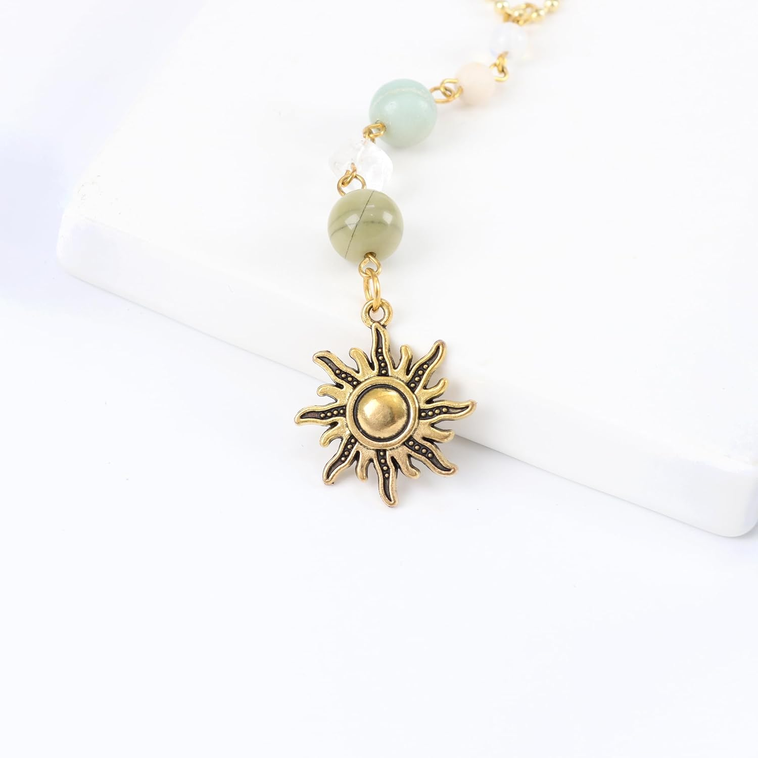 Sun Car Hanging Decor, Handmade Crystal Decorations Car Rear View Mirror Hanging Accessories, Cute Car Accessories for Women image number 6