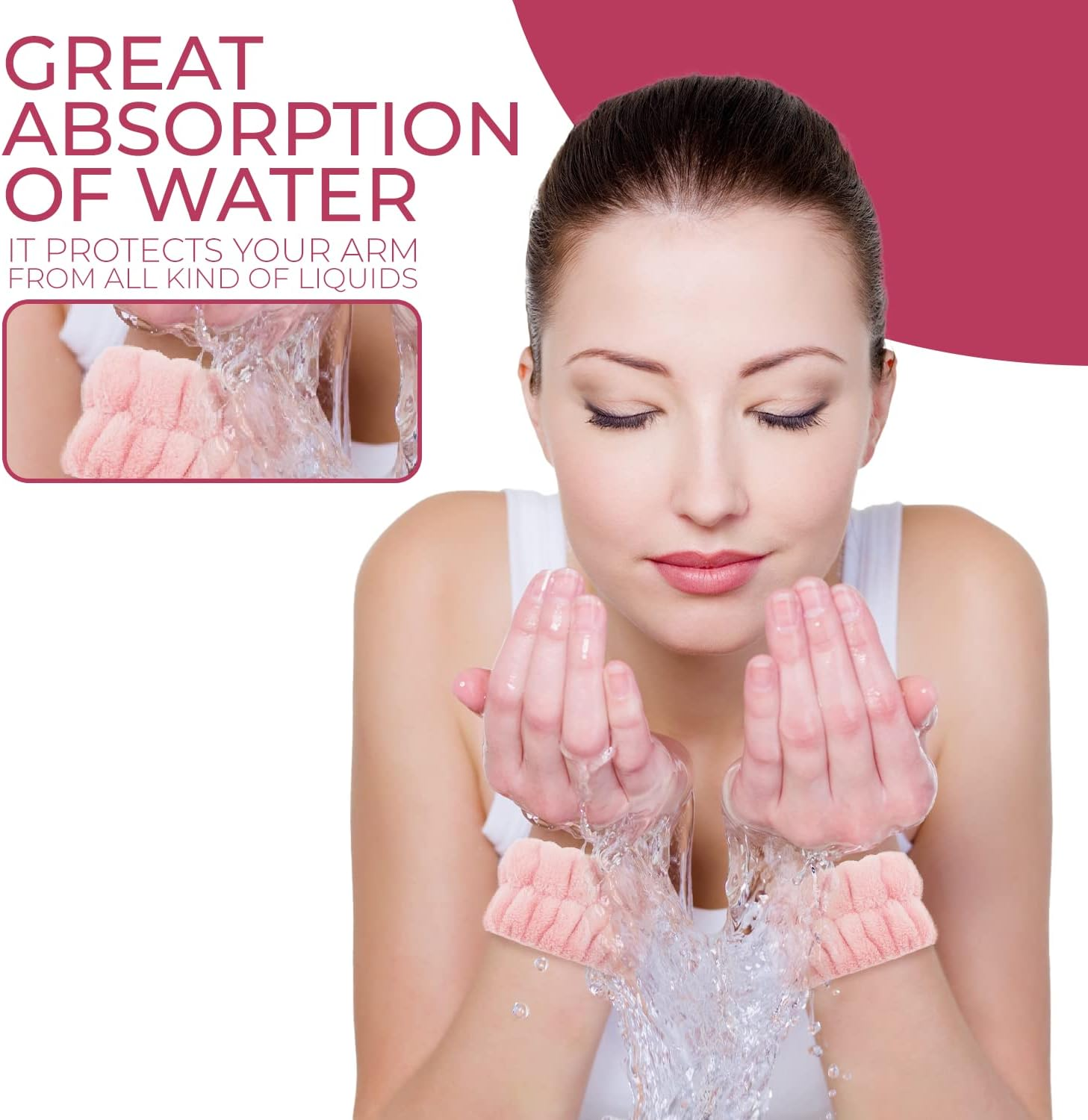 8 Pcs Wrist Towels for Washing Face, Absorbent Microfiber Wrist Wash Towel Band, Face Washing Wristbands, Sweatband for Girls and Women Prevent Water from Spilling down Your Arms image number 1