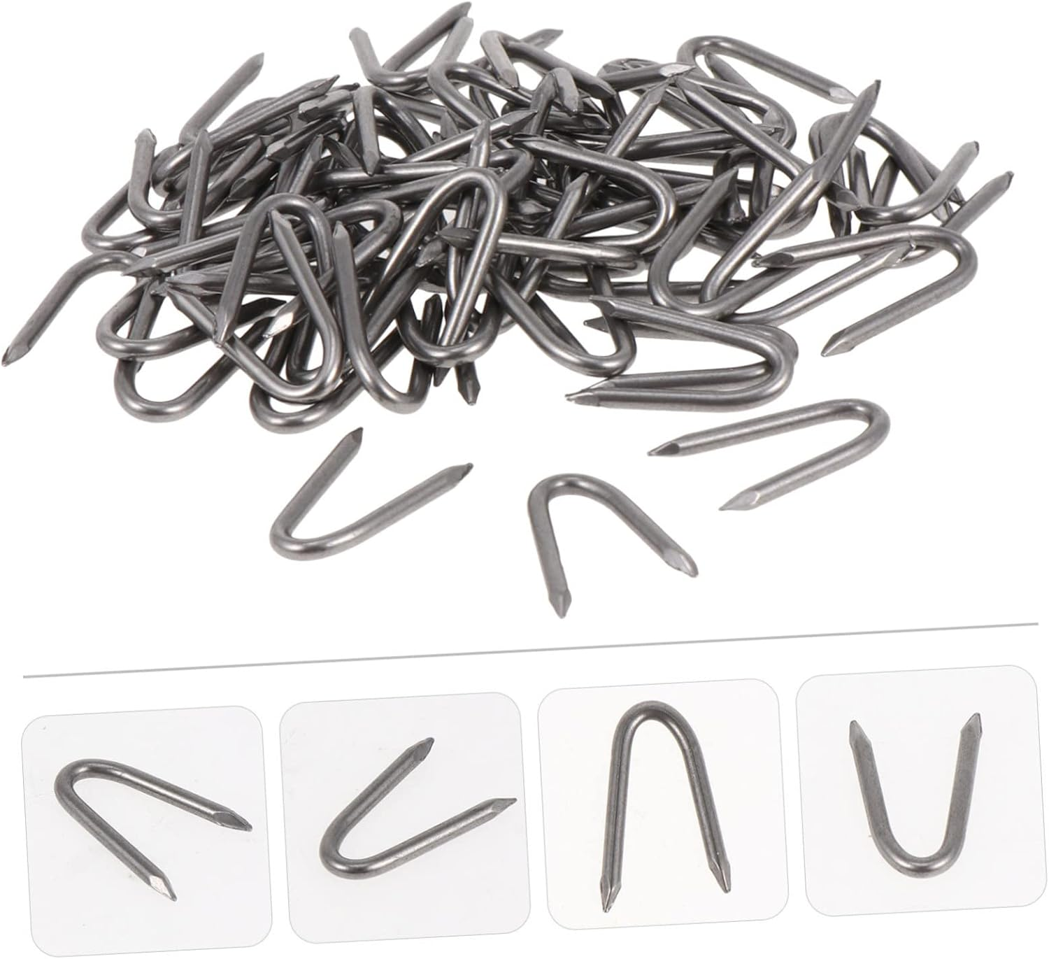 Levemolo 70Pcs U-Shaped Stakes Iron Garden Piles Fixer Ground Spikes for Gardening Ground Nail Fixing Nail Home Supplies image number 1