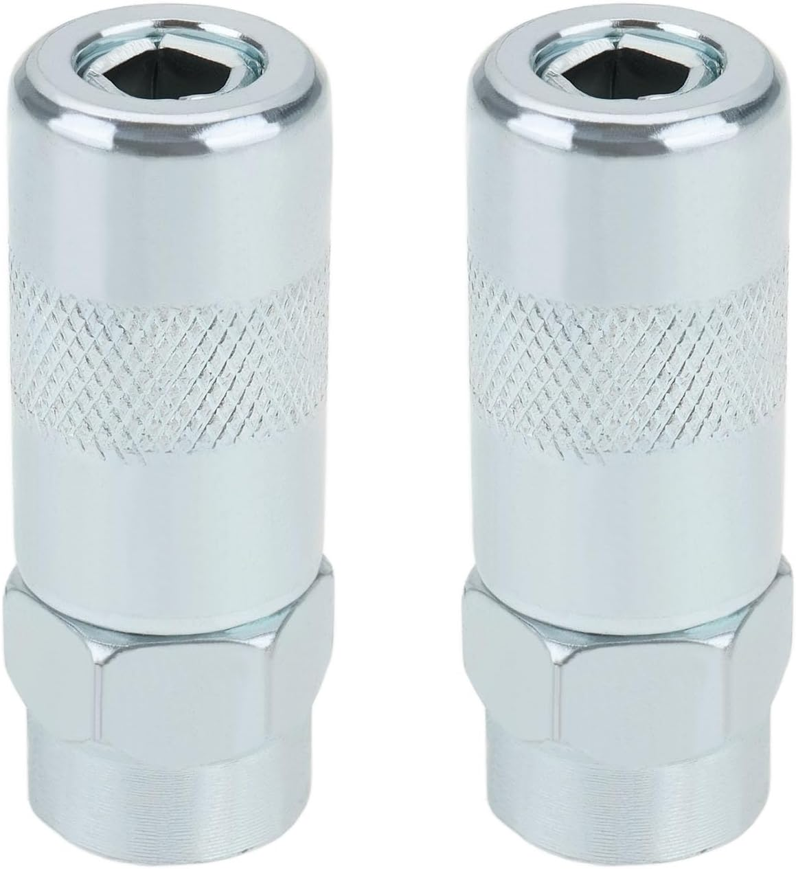 Ecsing 2PCS Grease Gun Couplers Compatible with Milwaukee 2446-20 2646-20 2646-21CT 2646-22CT 49-16-2649 Connection 1/8 Inch FNPT Internal Thread 1/8-27 Inch NPT Silver