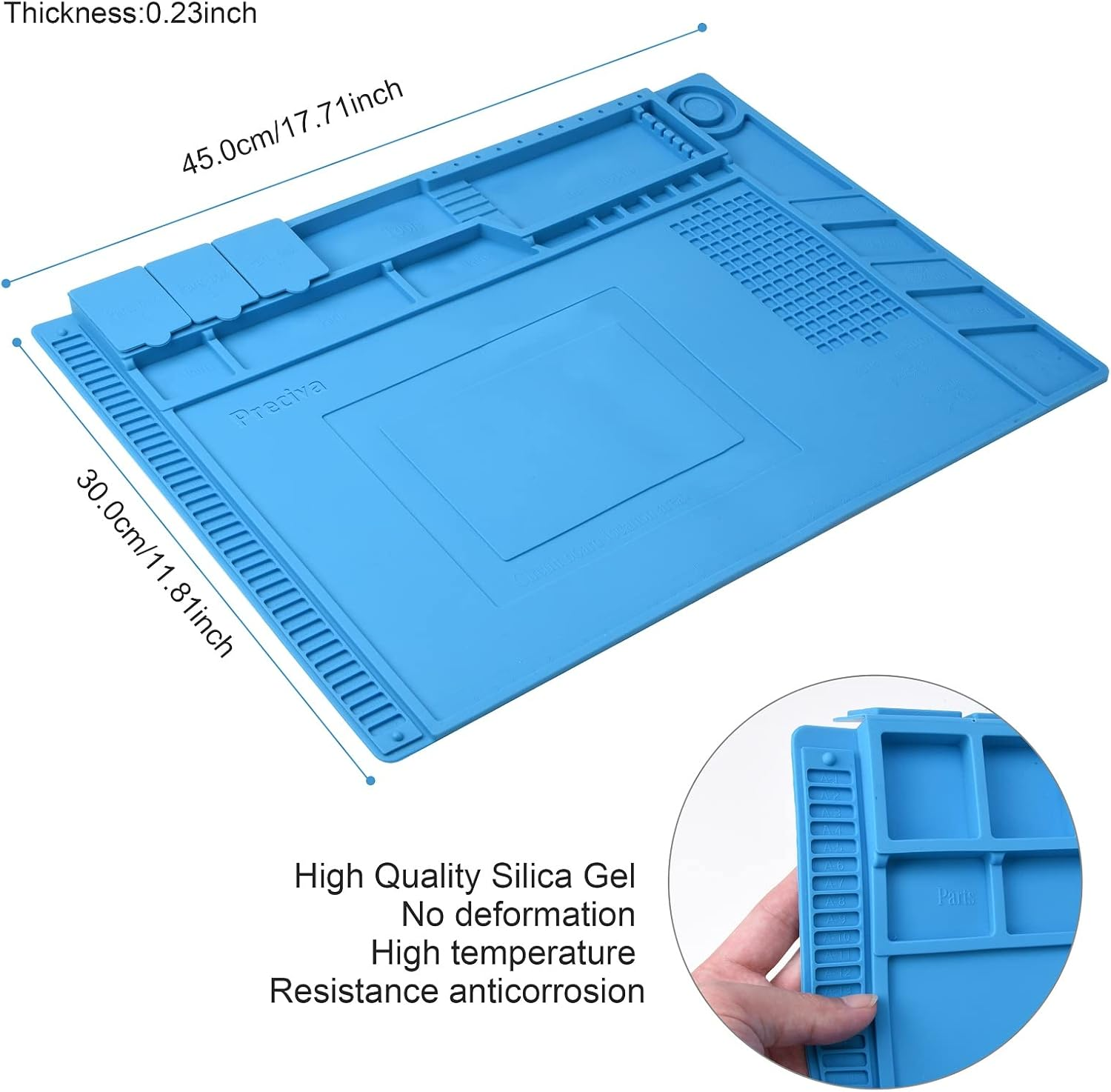 Anti-Static Soldering Mat Preciva 500℃ Heat-Resistant Magnetic Multi-Purpose Work Station Pad for Soldering Brazing Phone Watch Repair (40 X 30 Cm) image number 3