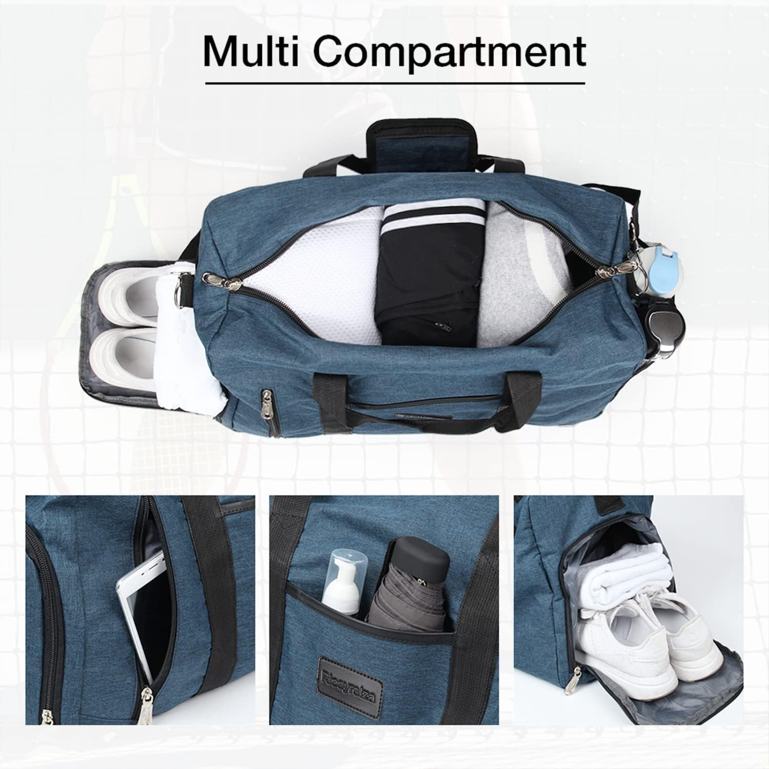 Sport Duffle Bag Sports Gym Bag with Shoes Compartment image number 5