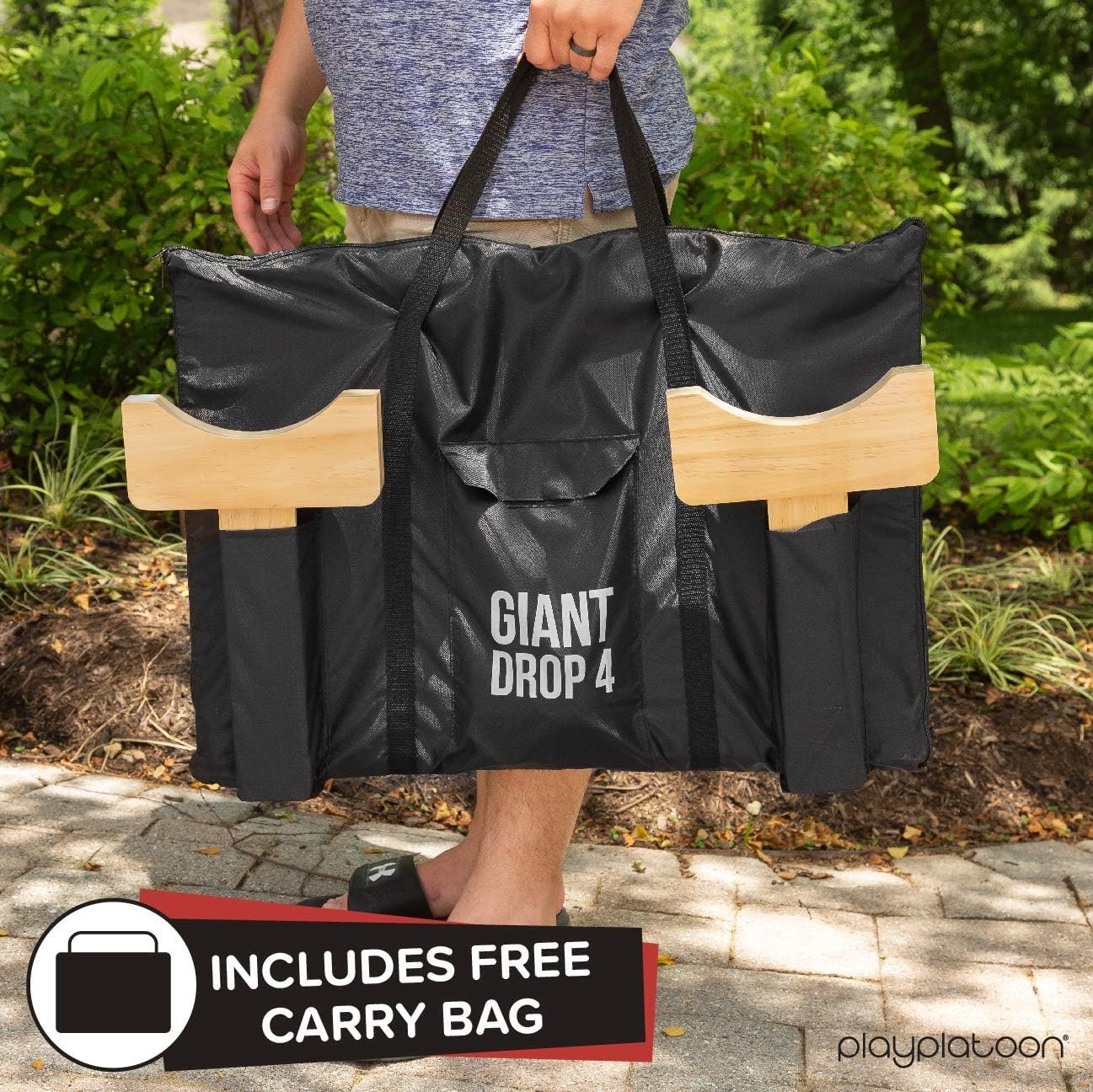 Play Platoon Giant Wooden Drop 4 Outdoor Game - Four in a Row Wins - Black  White image number 5