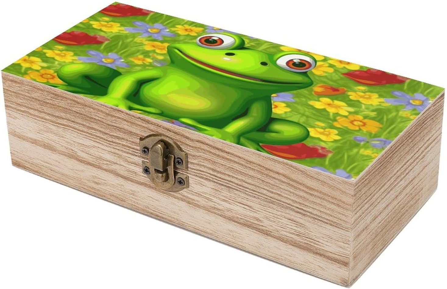 Frog Wooden Box Wood Wedding Keepsake Boxes with Lids Small Decorative Boxes Lightweight Wooden Memory Storage Box for Crafts Keepsakes Jewelry Photo Letter Storage image number 1