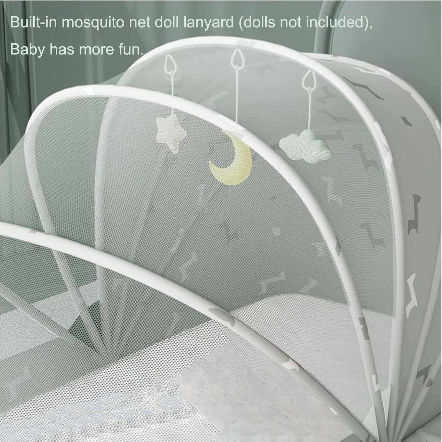 Baby Mosquito Net Bed Tent Kids Portable Folding Crib Cover Bassinet Mosquito Net Cover to Keep Cats Out, Breathable Foldable Cots Bottomless Crib Net Sun Shelter image number 6