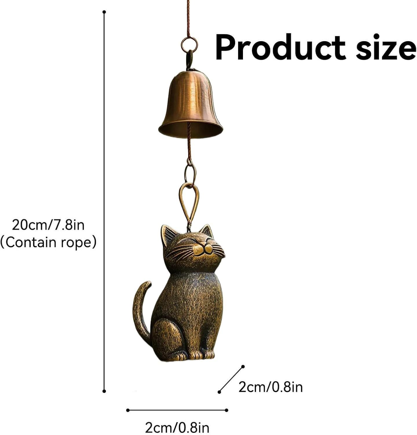 Animal Wind Chimes | Garden Cat Ornament Wind Chime | Elegant Animals Statue Decor outside Bells Pendant for Yard Home Balcony - C image number 6