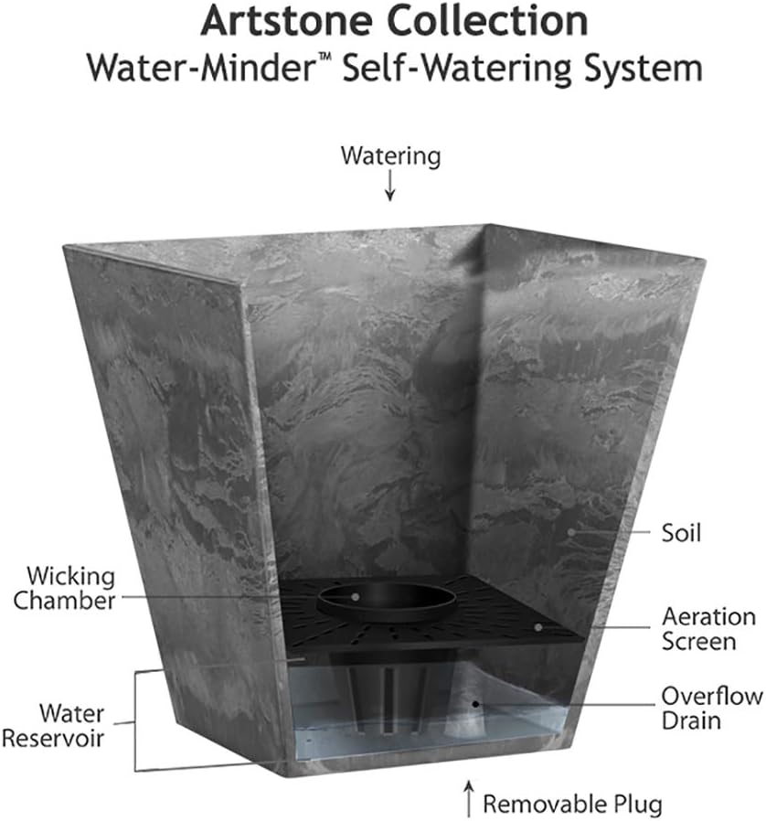 Artstone 35138 Ella Tall Planter, Black, 13.5-Inch image number 3