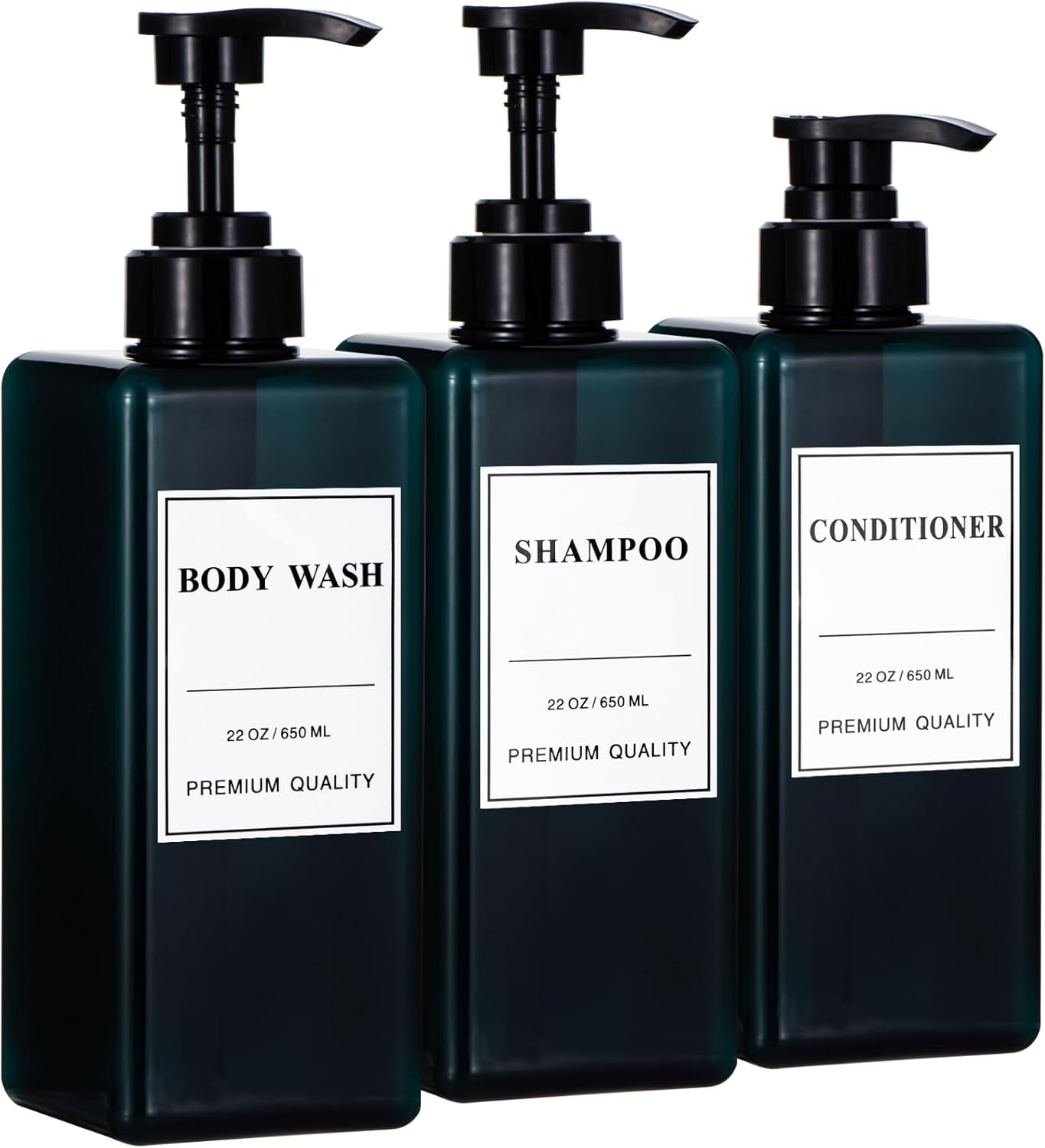 Yeeco Hand Soap Dispenser, 3 Pack 10Oz Acrylic Plastic Liquid Pump Bottle Refillable Lotion Dispenser for Bathroom Kitchen Hotel, Shampoo and Conditioner Dispenser Empty Shower Clear Bottles image number 4