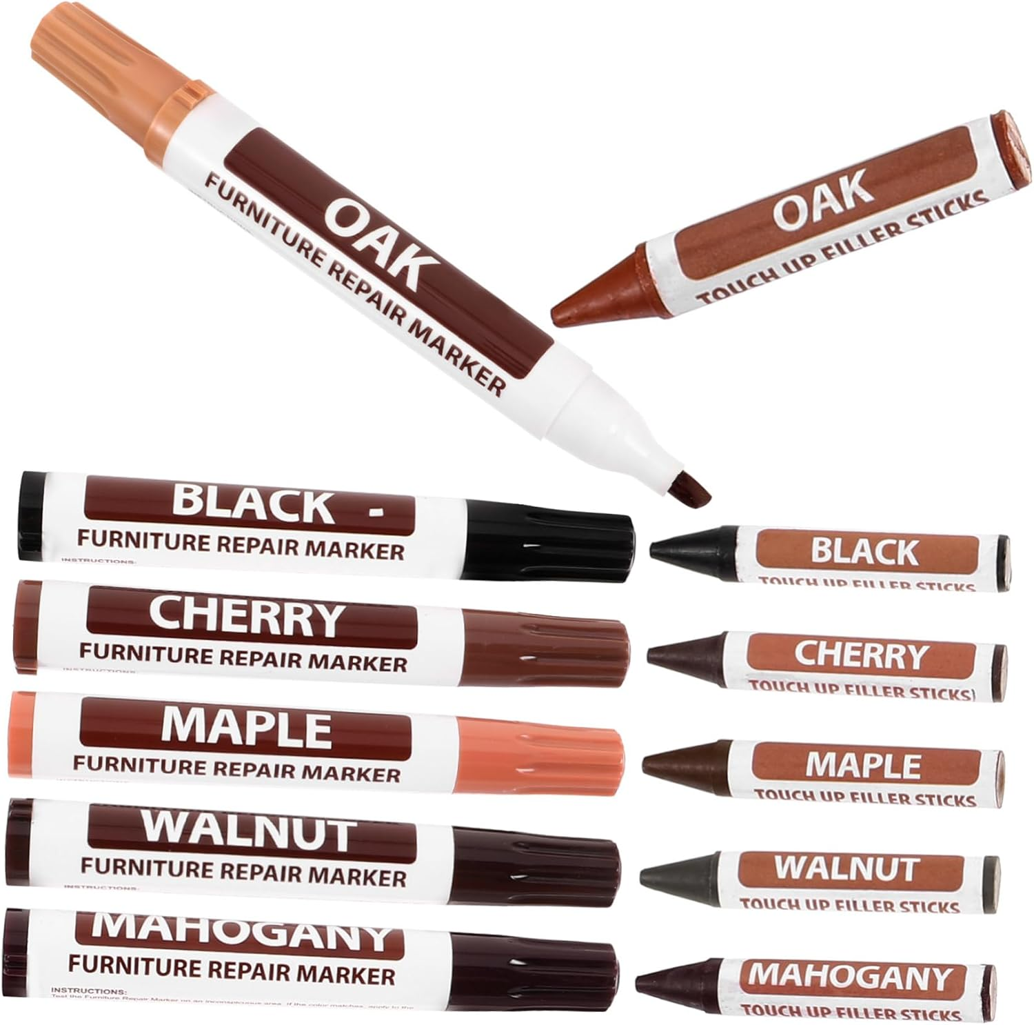 Amosfun Home Wooden Furniture Scratch Repair Kit 1 Set Multi-Colour Markers Convenient Drawing Pens Quick Repair for Floor and Furniture Scratches Accessories Included image number 2