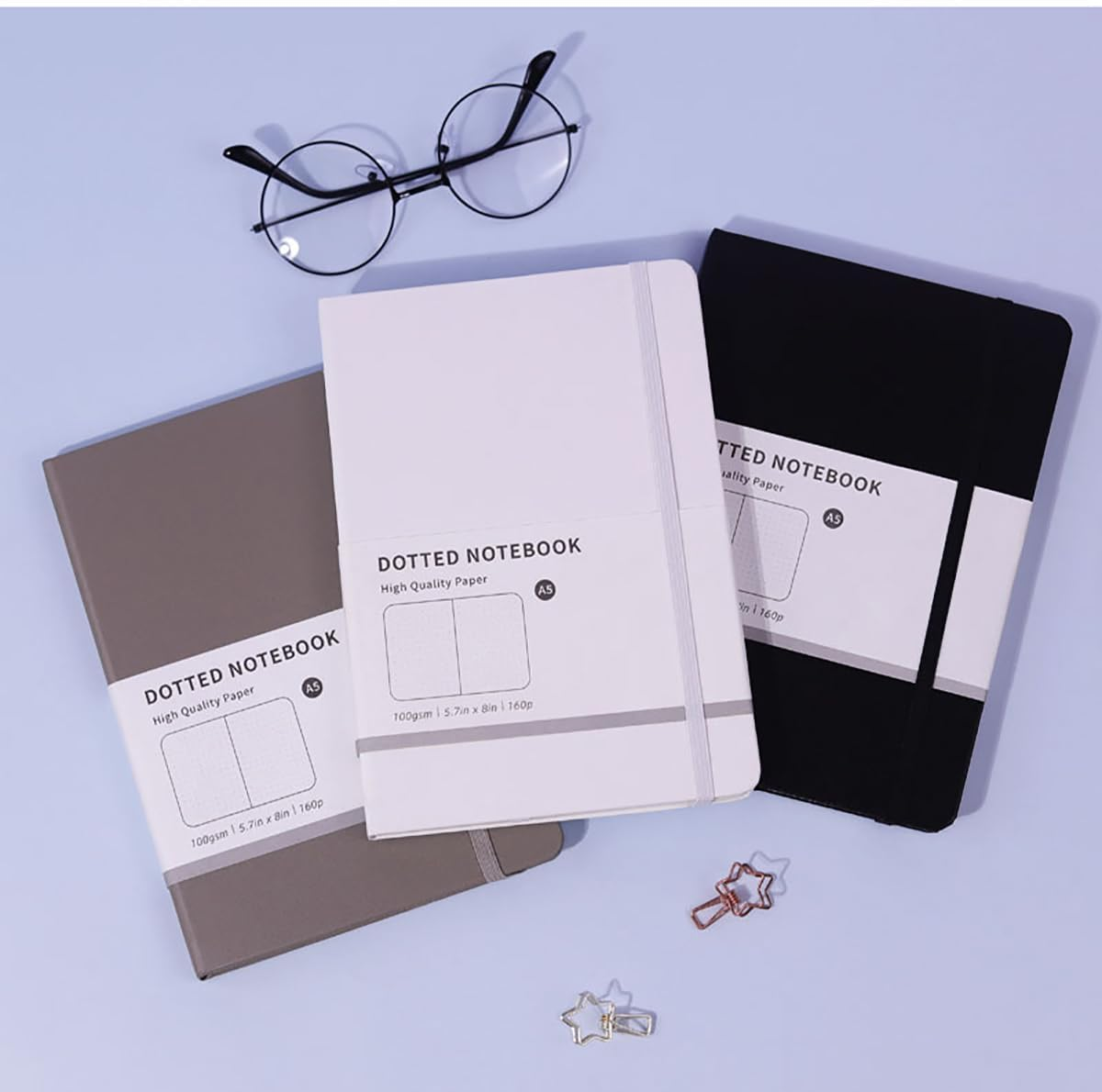 OSYLICT Bullet Dotted Journal Notebook,A5,100 GSM Thick Paper,Hardcover Notebooks for Journaling, Study Tracking and Travel Planning.For Women Men Office Home School Supplies(Black) image number 1