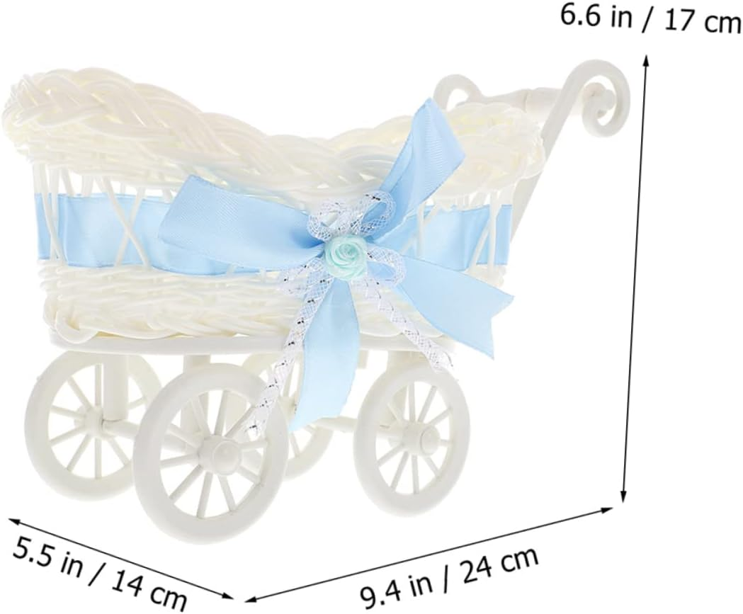 2Pcs Woven Trolley Flower Basket for Shower and Wedding Decoration Multi Function Candy Baskets for Favors and Storage Durable and Stylish Design image number 2