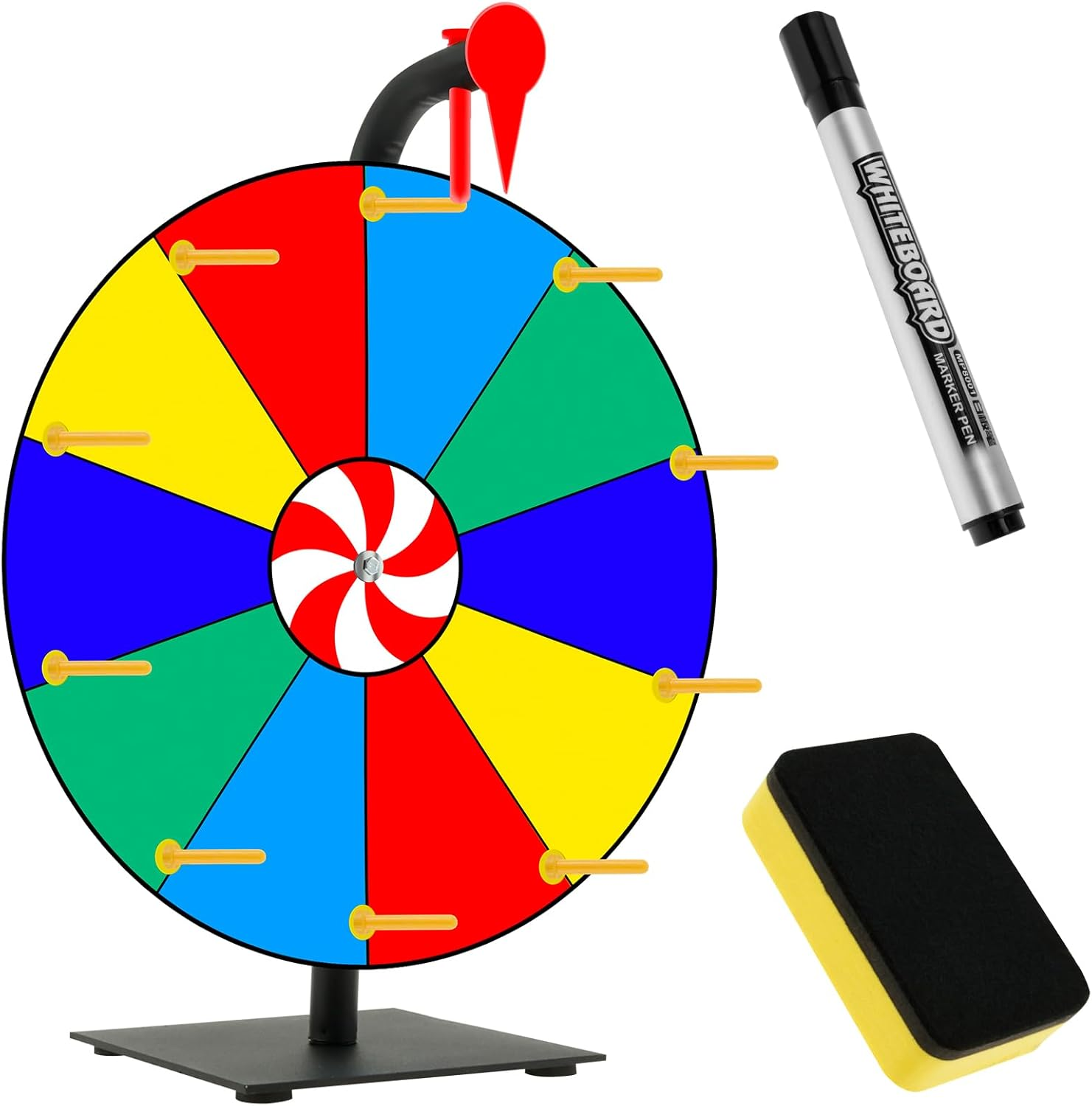 30Cm/12Inch Prize Wheel, 10 Slots Color Tabletop Spin Prize Wheel, Tabletop Roulette Spinner Wheels of Fortune with Dry Eraser and Marker Pen, Editable Spin Wheels for Fortune Spin Game image number 2