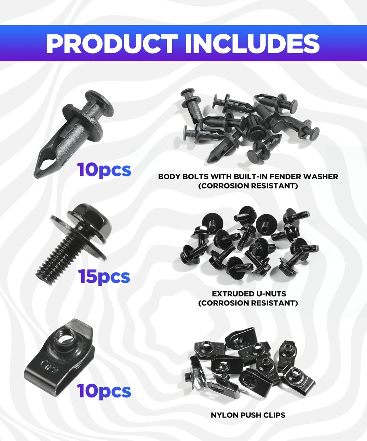 35 PCS Engine under Cover Splash Shield Guard Body Bolts, Splash Shield Guard Retainer Bumper Fender Liner Fastener Rivet Clips and Extruded U-Nuts Kit image number 5